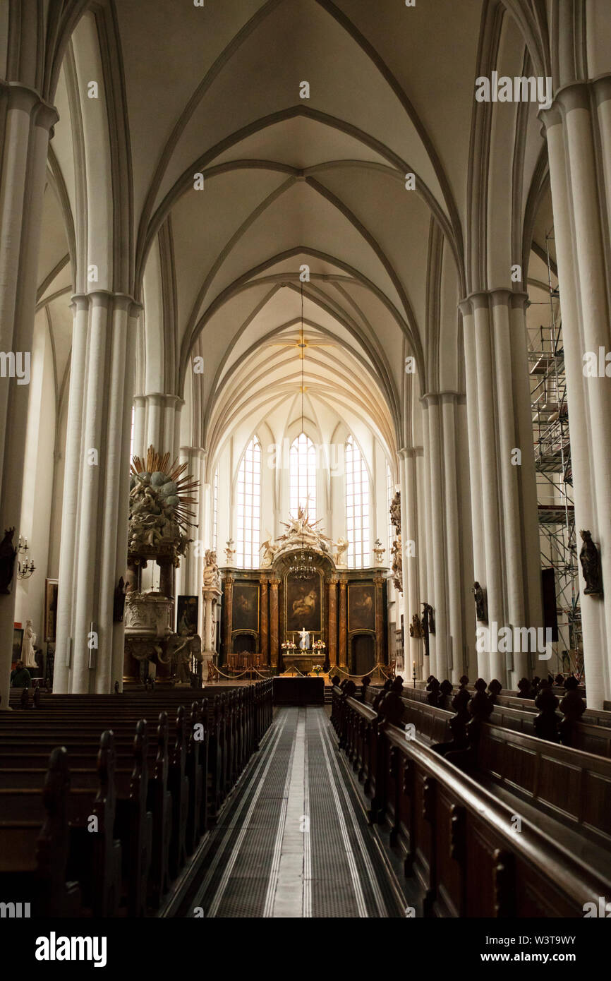 The interior of the Marienkirche, or St Mary's Church, a Protestant Gothic church near Alexanderplatz in Berlin, Germany. Stock Photo