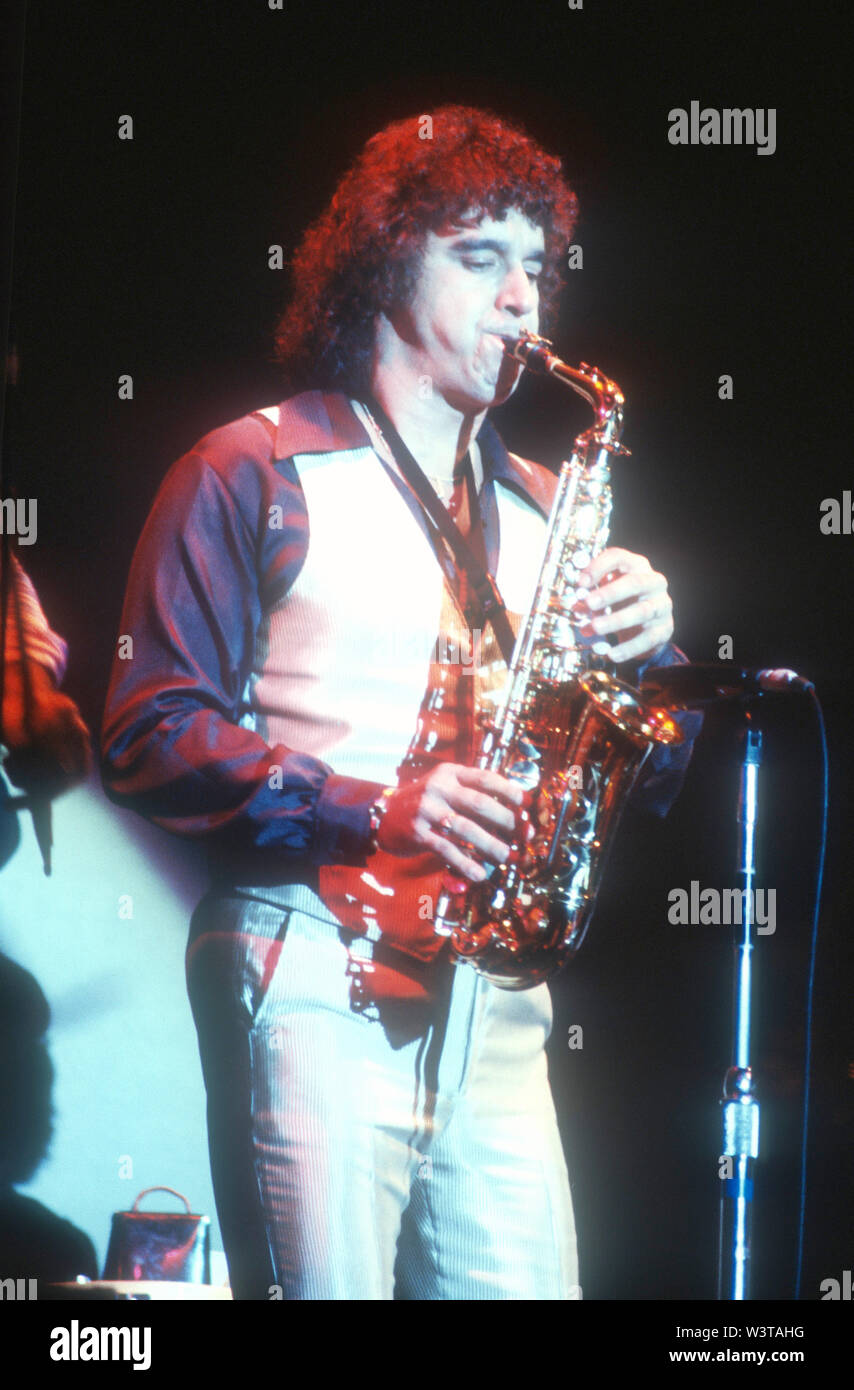LOS ANGELES, CA - MARCH 07: Chicago performing in concert Circa 1978 at various venues in Los Angeles, California. Stock Photo