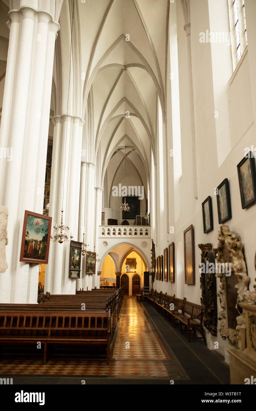 The interior of the Marienkirche, or St Mary's Church, a Protestant Gothic church near Alexanderplatz in Berlin, Germany. Stock Photo