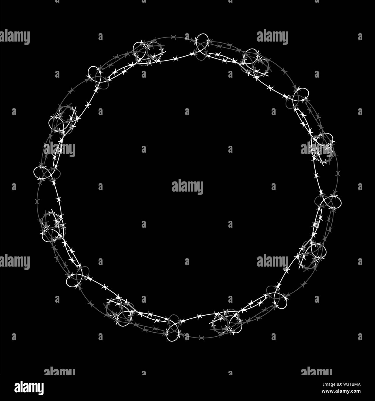 Barbed Wire Circle Isolated on Black Background. Stylized Prison ...