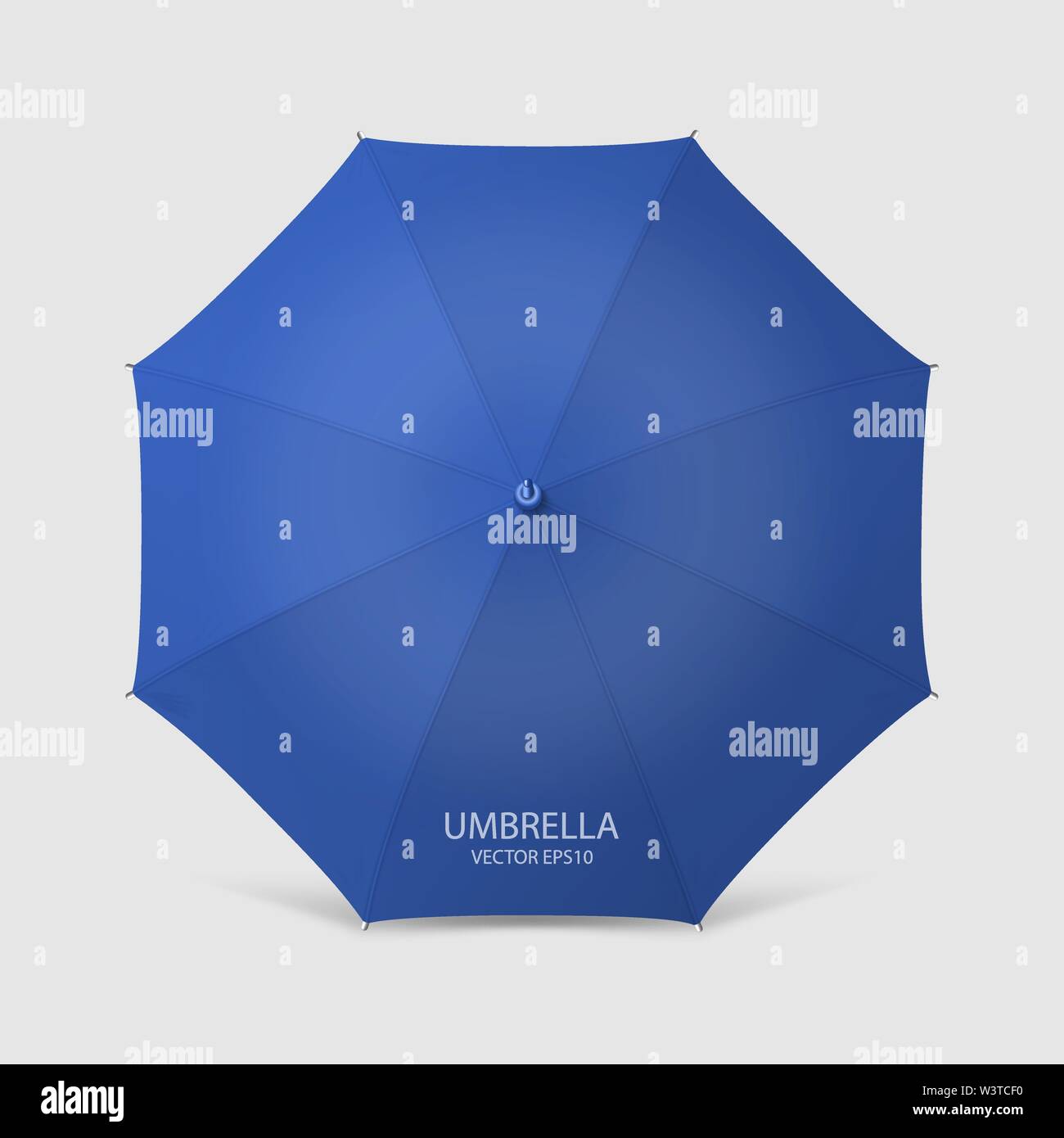 Vector 3d Realistic Render Blue Blank Umbrella Icon Closeup Isolated on ...