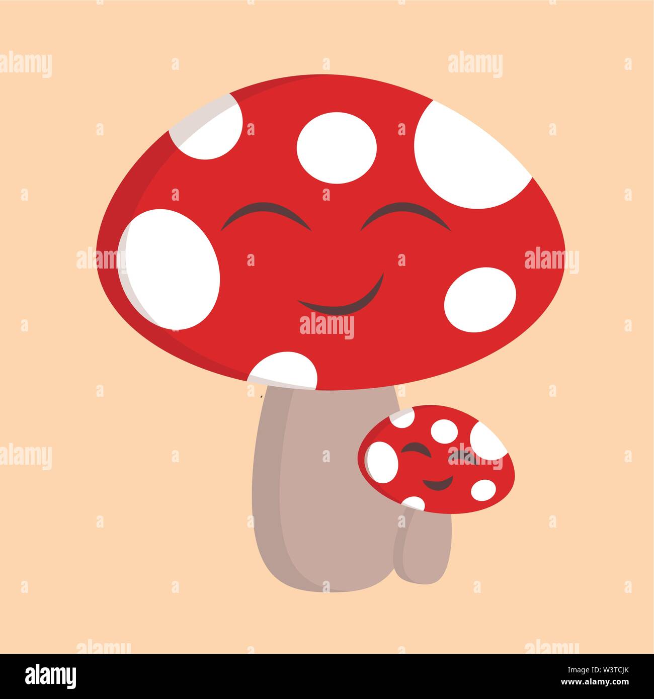 A red mushroom with a white spots, cartoon, vector, color drawing or illustration. Stock Vector