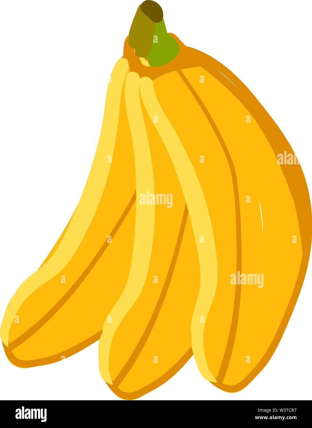 A bunch of 3 golden bananas, vector, color drawing or illustration