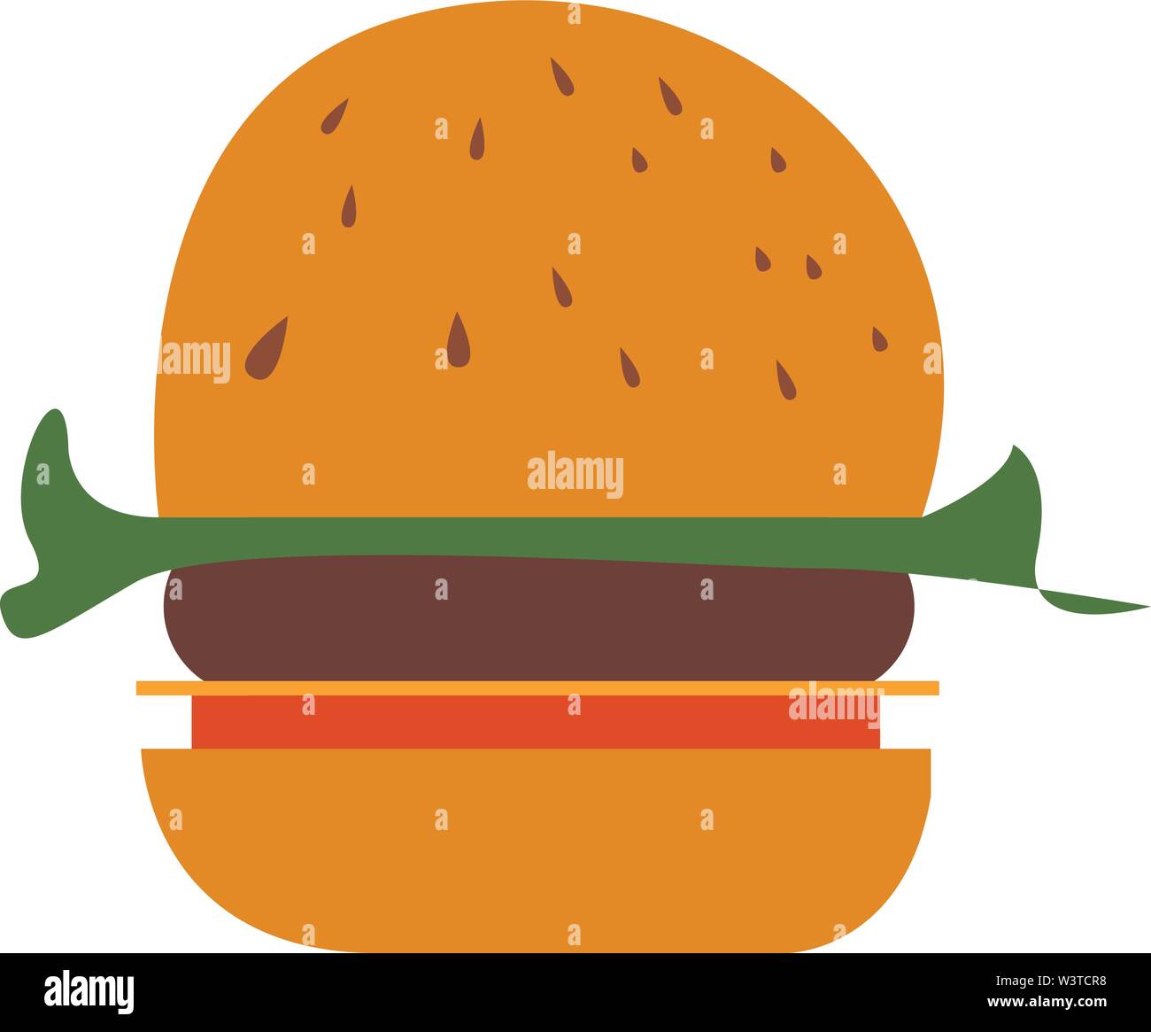 A pale brown veggie burger with tomato and lettuce, vector, color