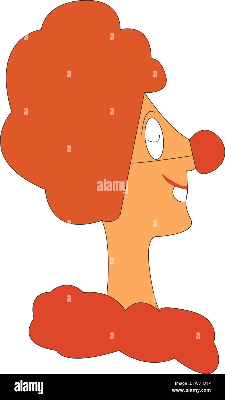 A Happy Clown With Orange Hair And Nose Vector Color Drawing Or