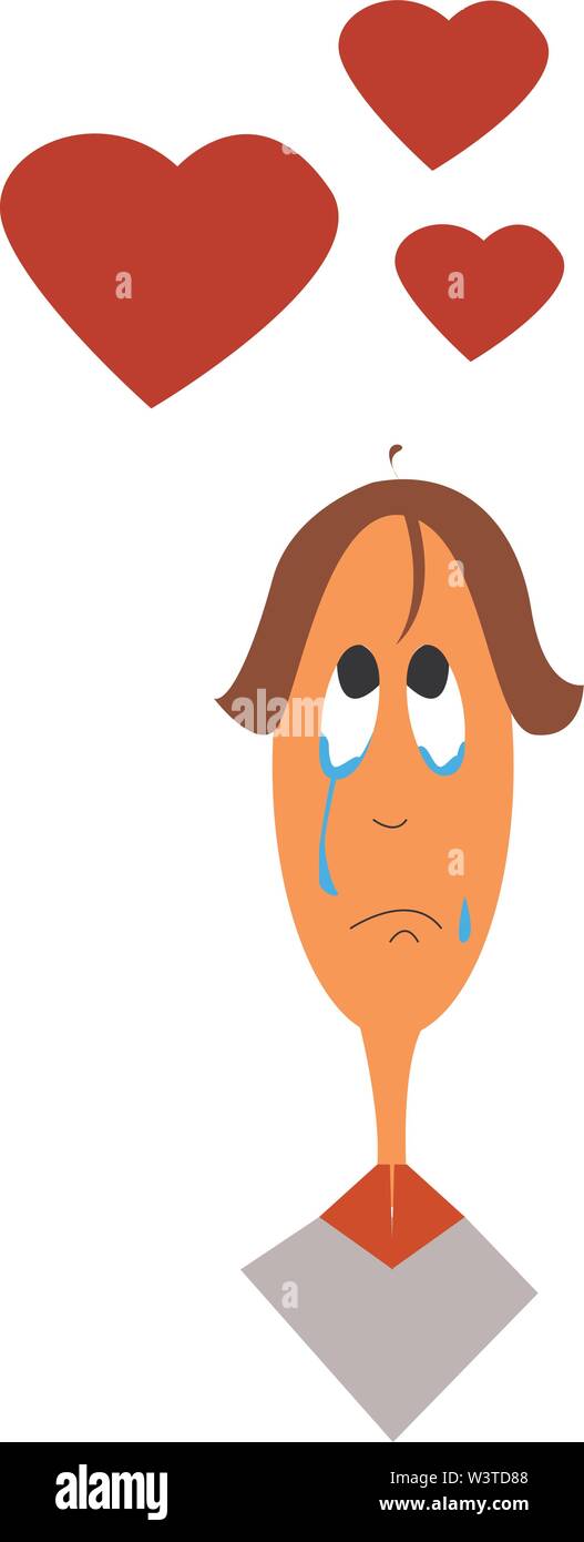A Boy Crying With 3 Red Hearts Above His Head Vector Color Drawing Or Illustration Stock Vector Image Art Alamy