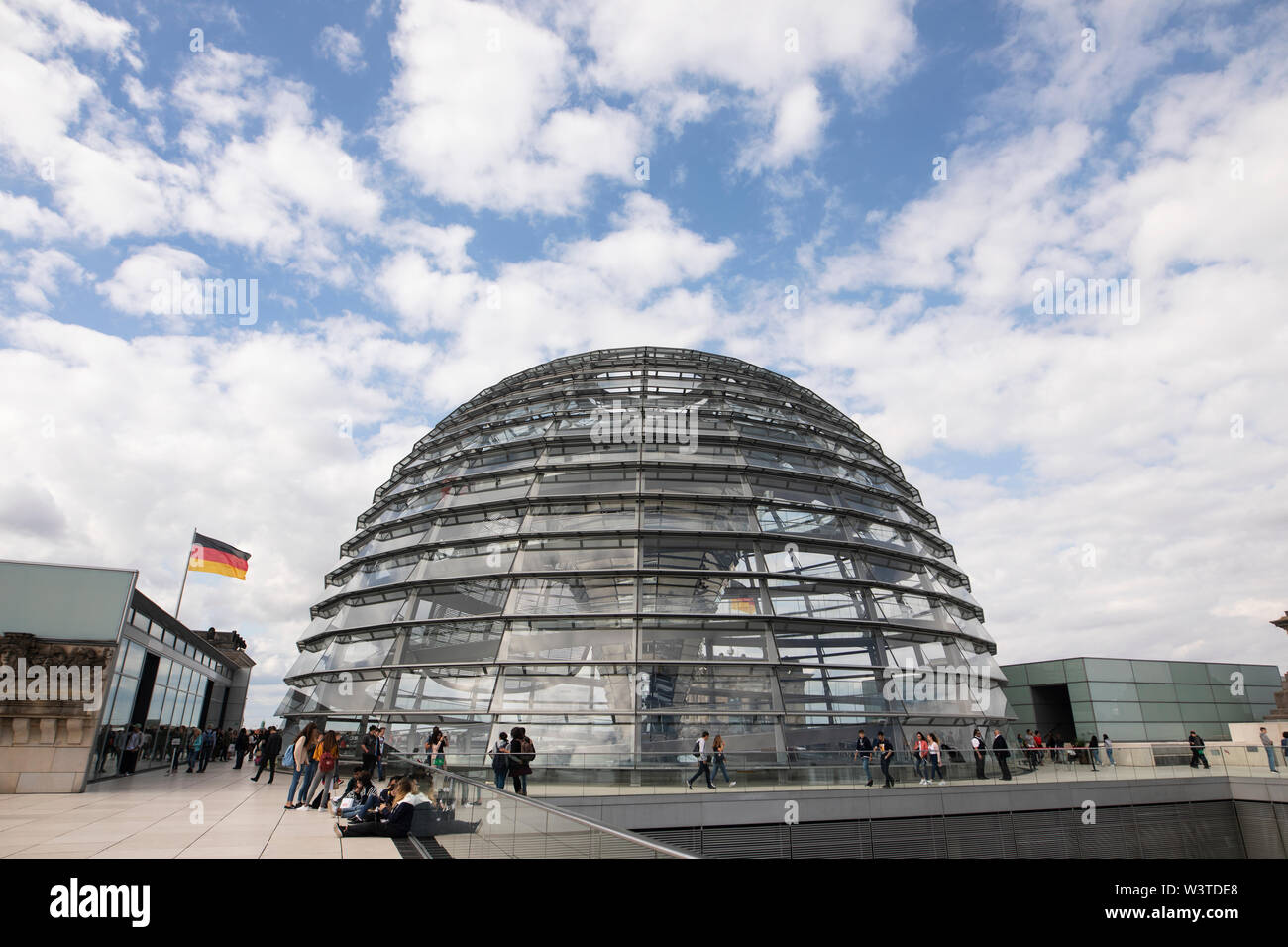 The glass dome on the roof of the Reichstag (parliament) building in Berlin, Germany. Stock Photo