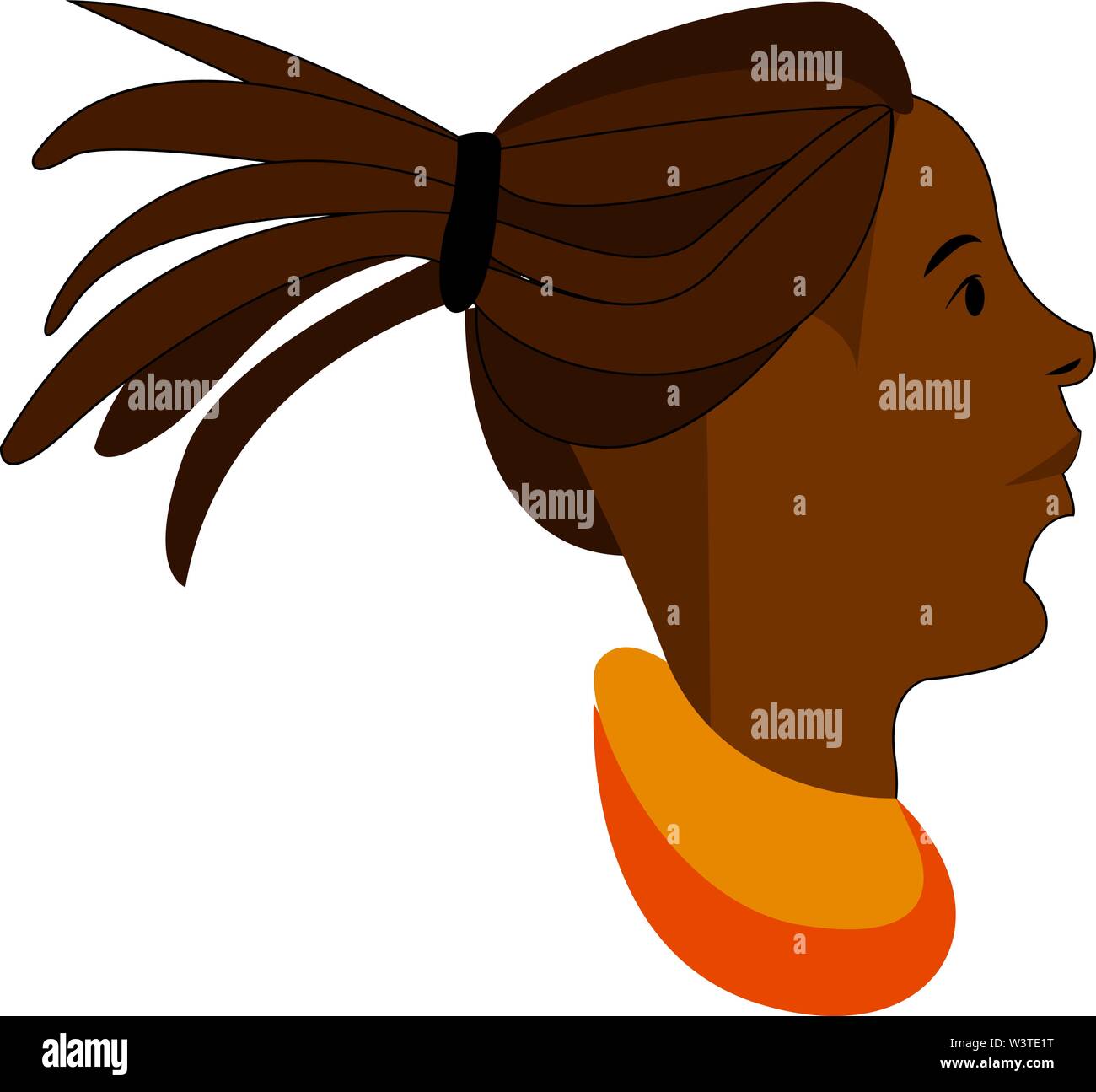 A Brown Girl With A Dreadlocks Hair Vector Color Drawing