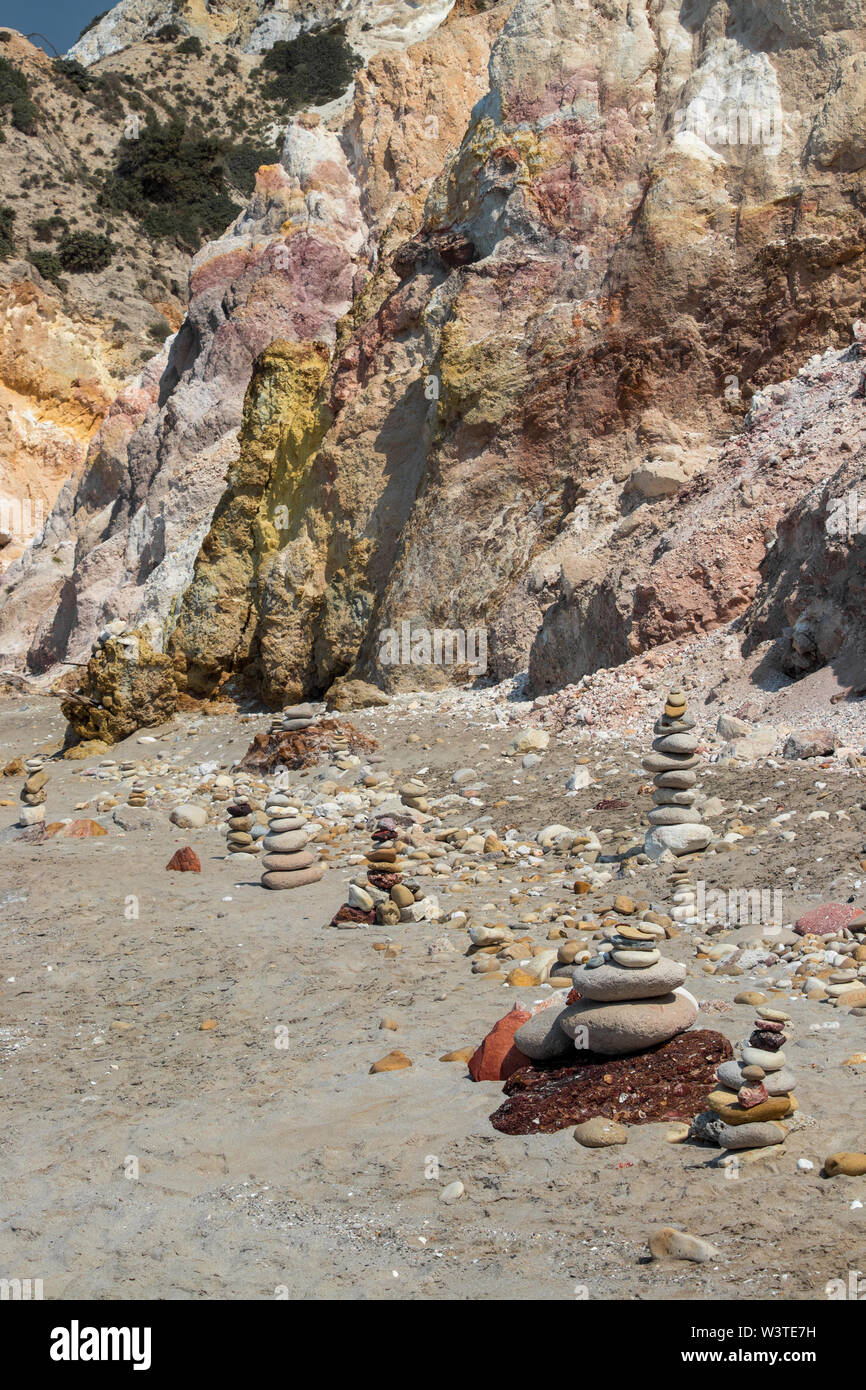 many rock sculptures on beach Stock Photo Alamy