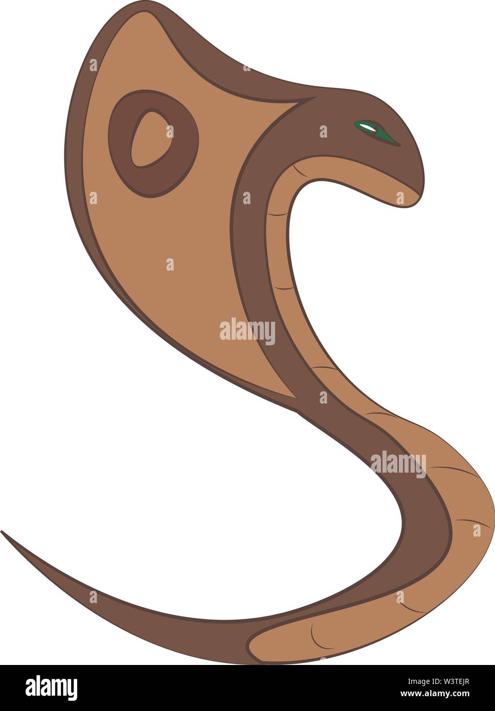 A big brown cobra with green eyes, vector, color drawing or illustration. Stock Vector