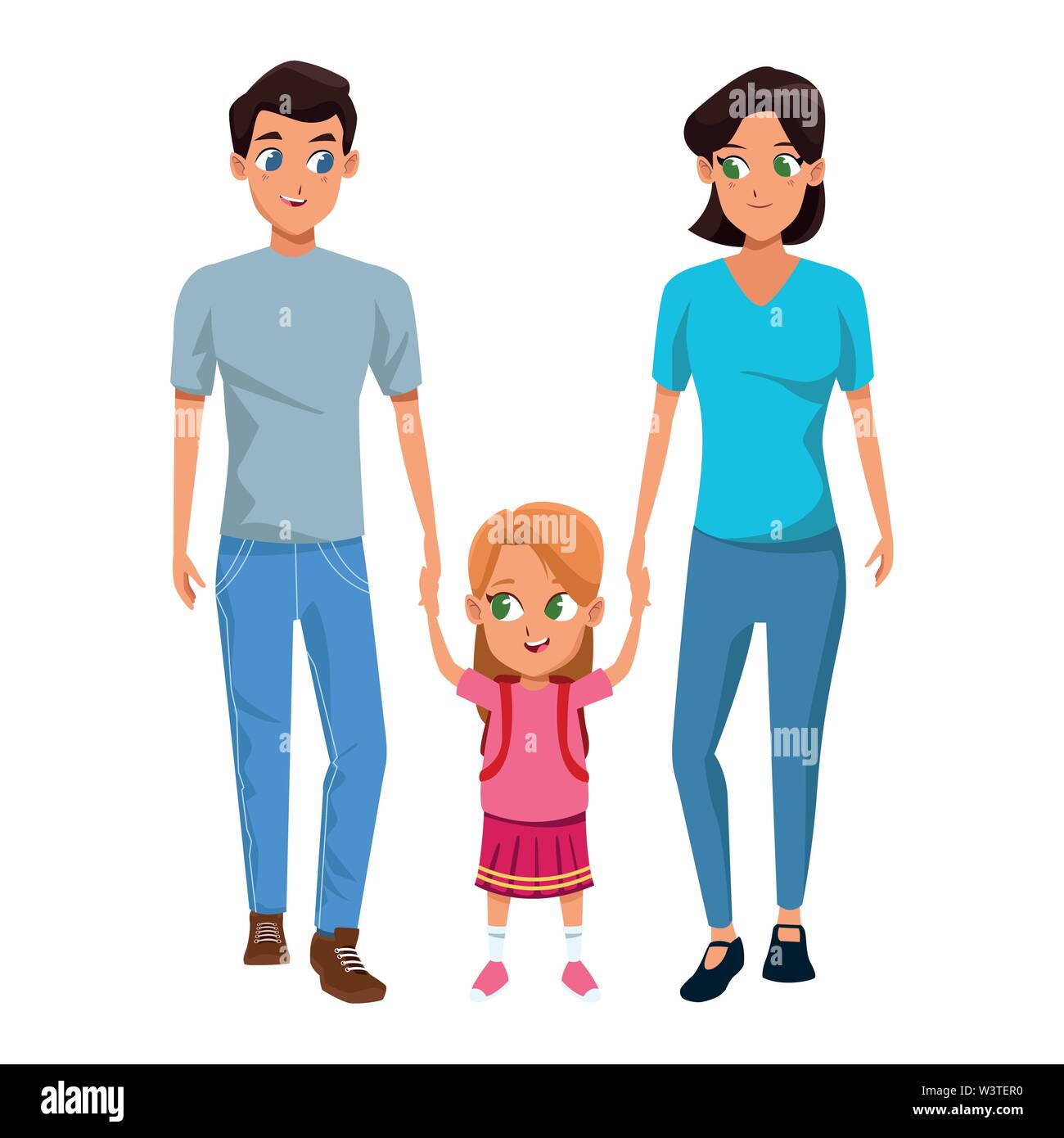 Family young parents with daughter cartoon Stock Vector Image & Art - Alamy