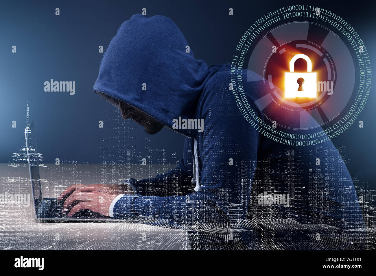 The hacker in digital security concept Stock Photo Alamy