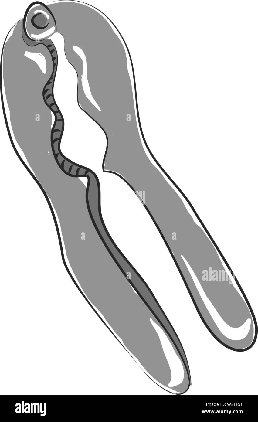 A cartoon of a metal nut cracker, vector, color drawing or illustration