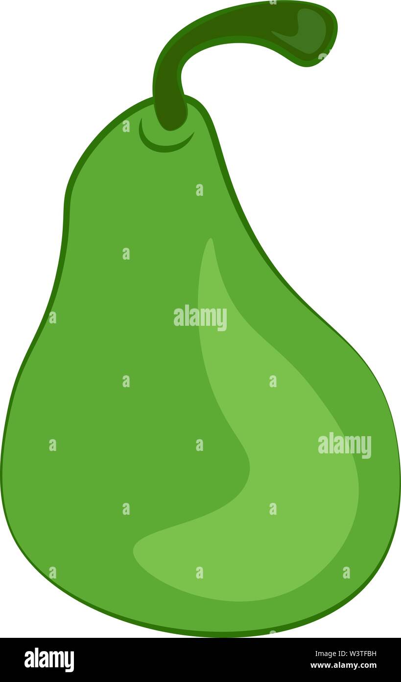 A big pear in green color, vector, color drawing or illustration Stock