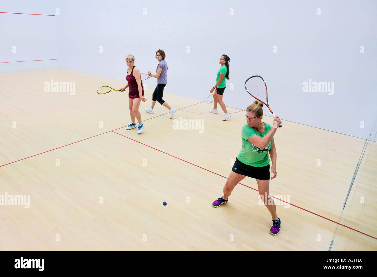 Women's, doubles, Squash, game, match Stock Photo Alamy