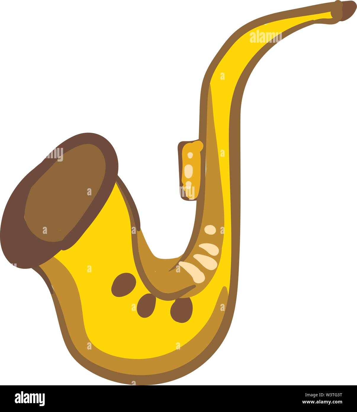 A beautiful saxophone in yellow color, vector, color drawing or