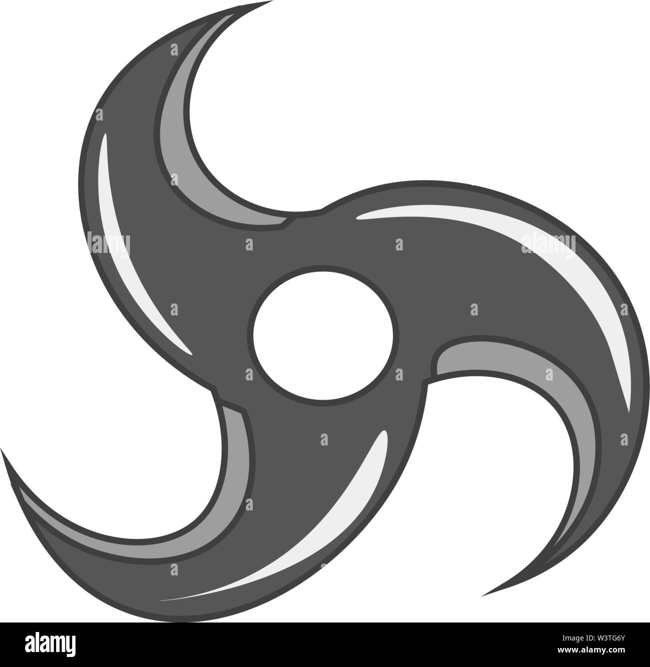A shuriken with three sharp edges, vector, color drawing or