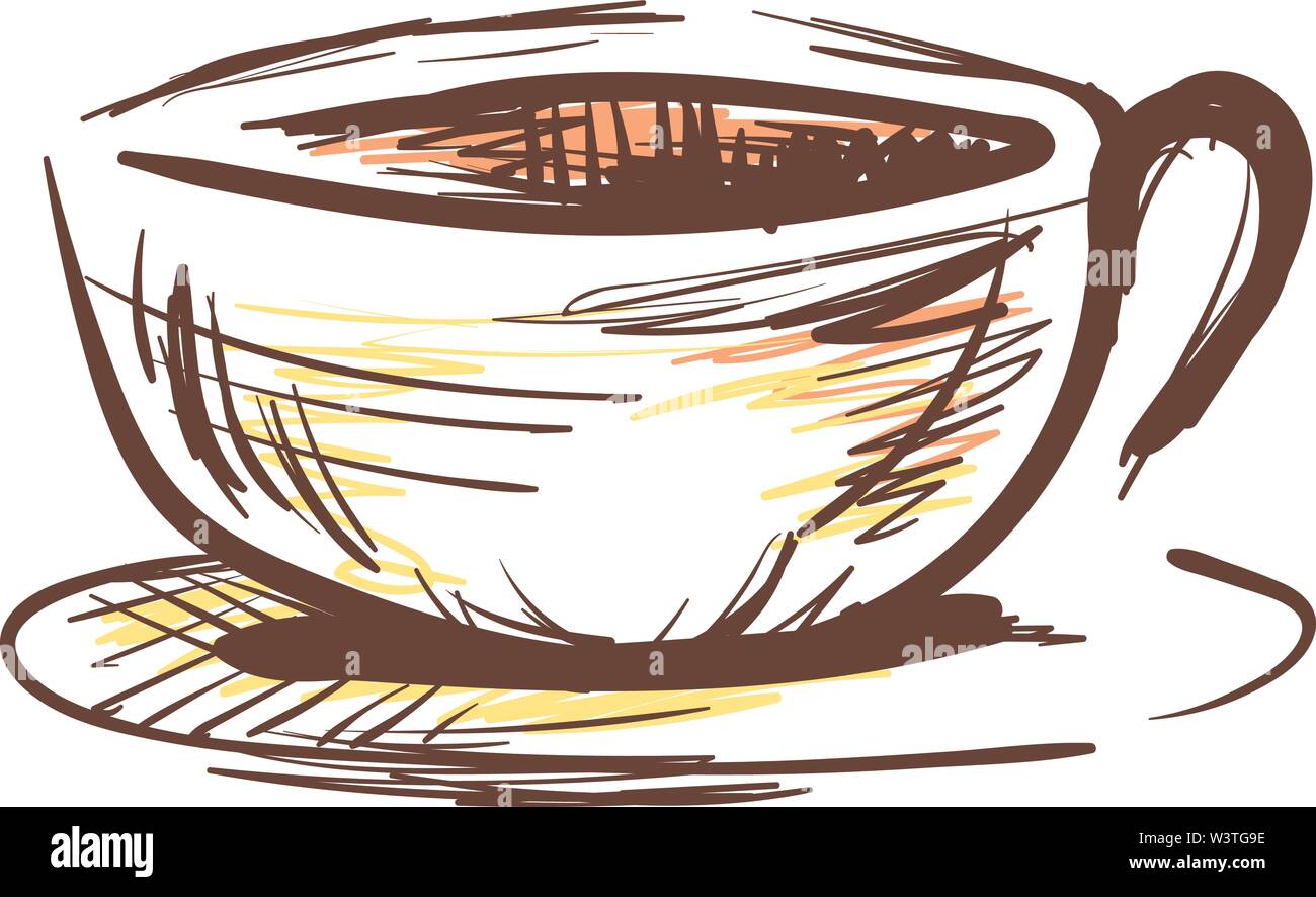 Sketch of a empty coffee cup in a paper, vector, color drawing or