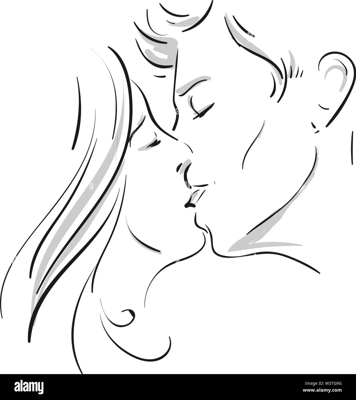 A beautiful sketch of a couple kissing, vector, color drawing or  illustration Stock Vector Image & Art - Alamy