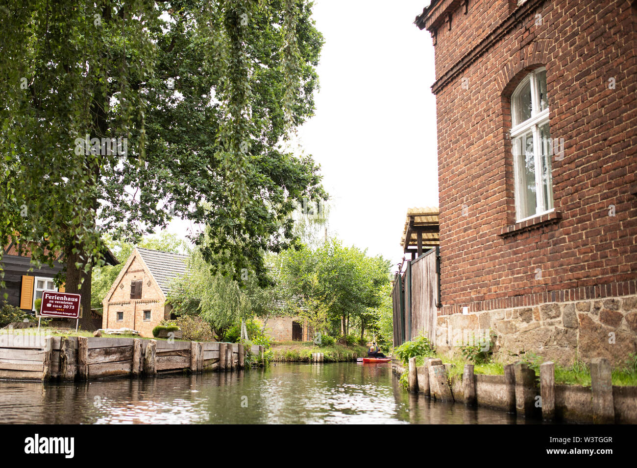 Brick and traditional houses in Zerkwitz, a village in the Spreewald in