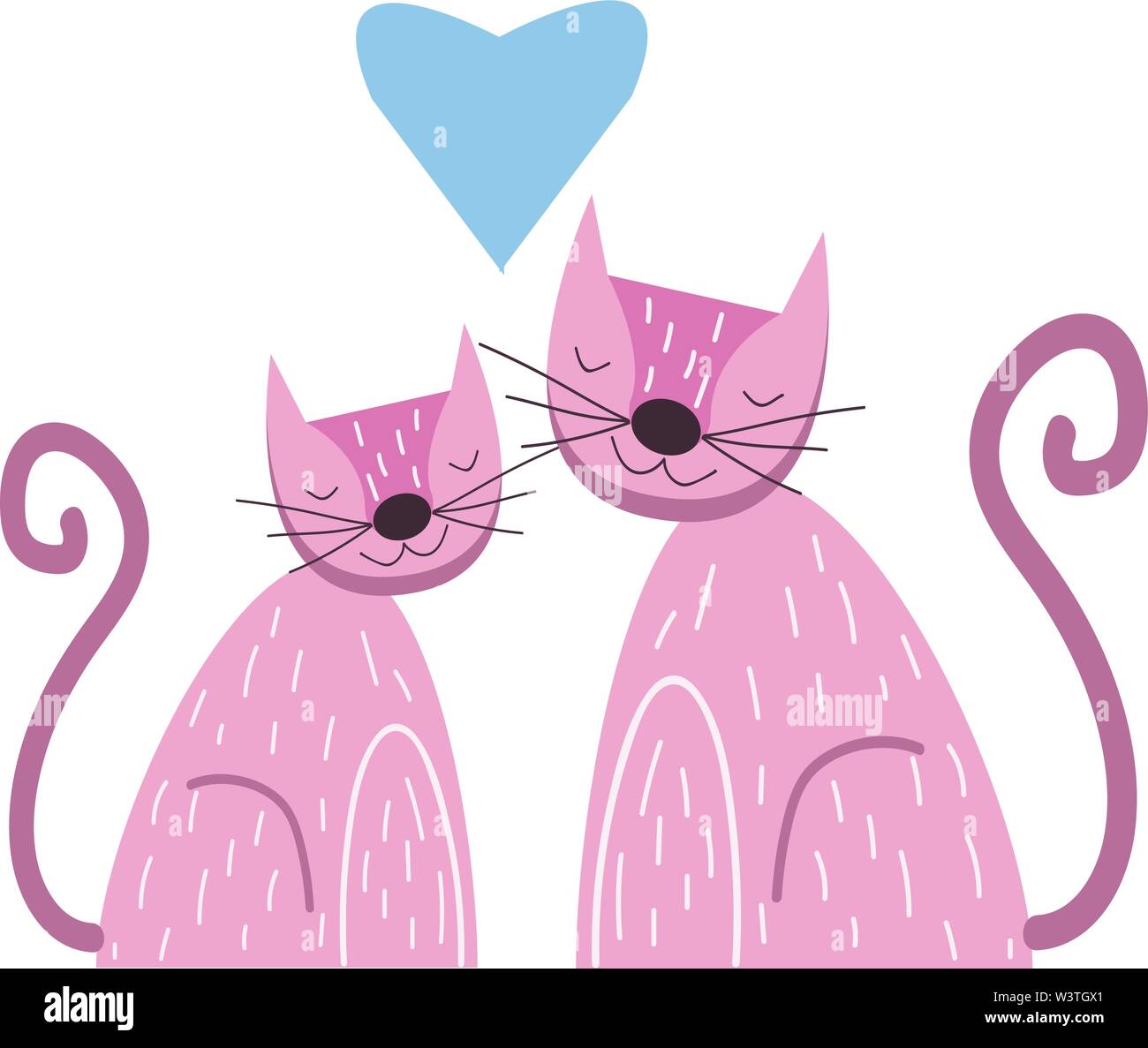 Premium Vector  Two cat in love isolated flat illustration two cat in love  line icon