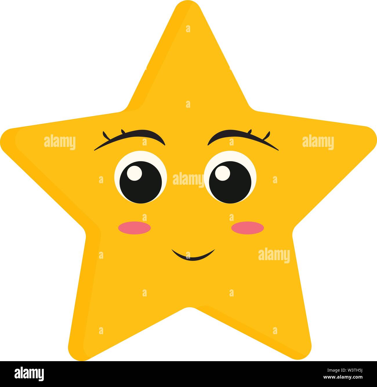 A yellow star with beautiful eyes, vector, color drawing or illustration. Stock Vector