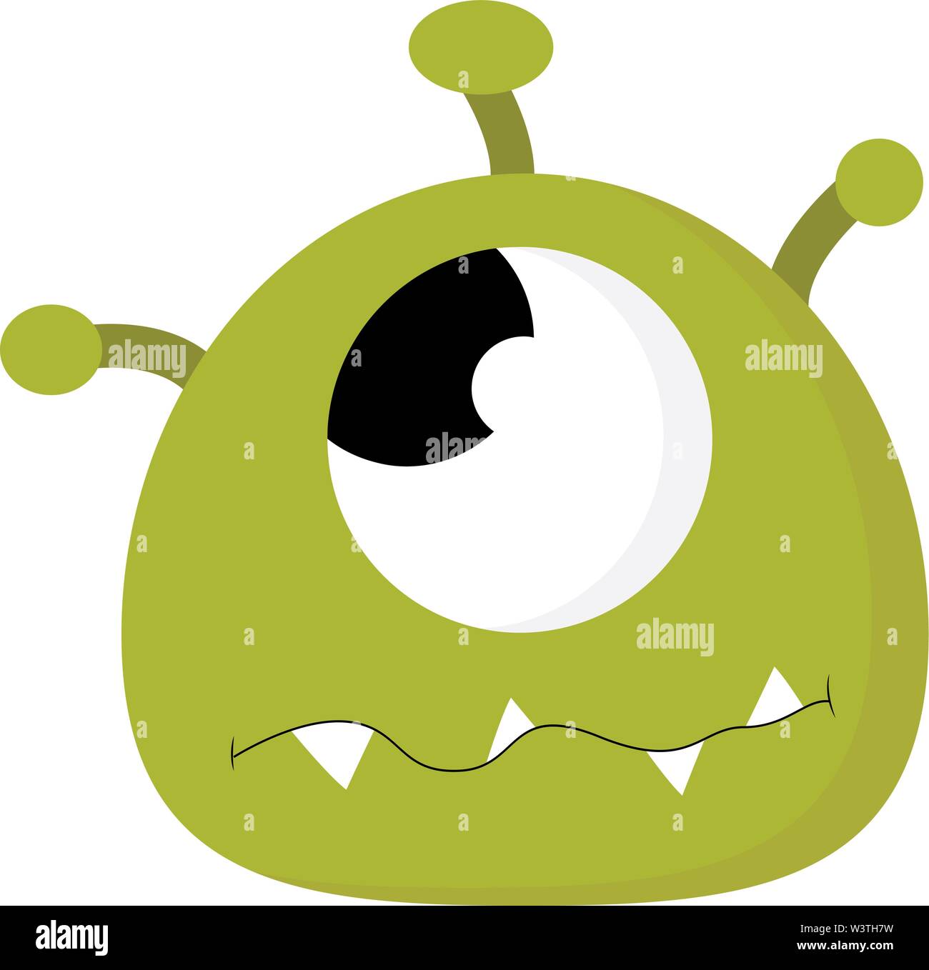 Green monster with one eye, illustration, vector on white background. Stock Vector