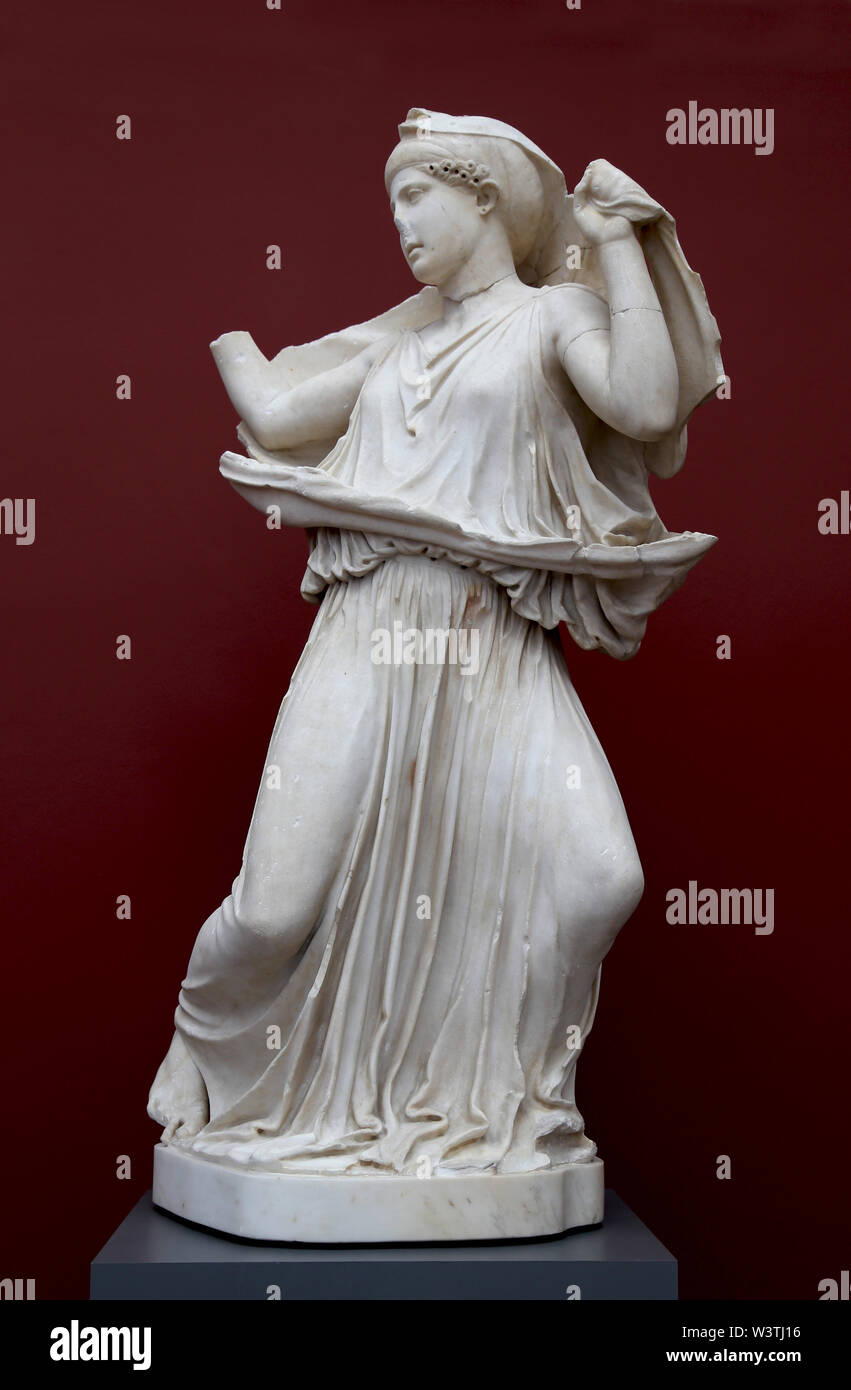 A daughter of Niobe fleeing for her life. Greece or South Italy. C.440-430 BC. Parian marble. Reused in Rome. Copenhagen. Stock Photo