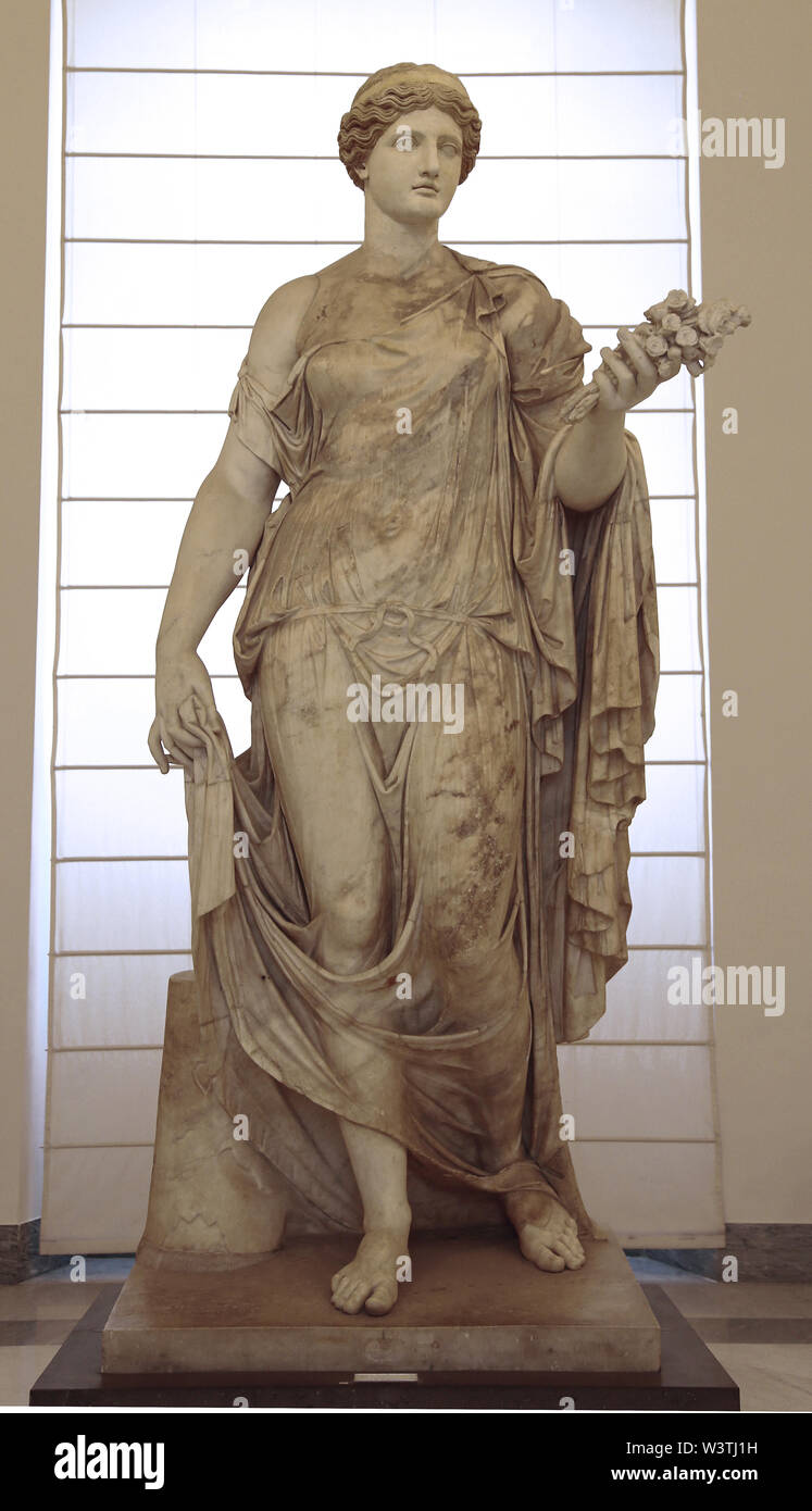 Flora Maior or Flora Farnese (2nd century AD.) Marble, colossal statue. National Archaeological Museum, Naples, Italy. Stock Photo