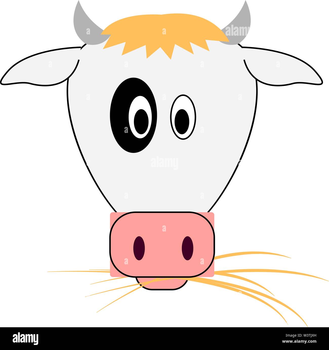 Cow eating grass, illustration, vector on white background. Stock Vector