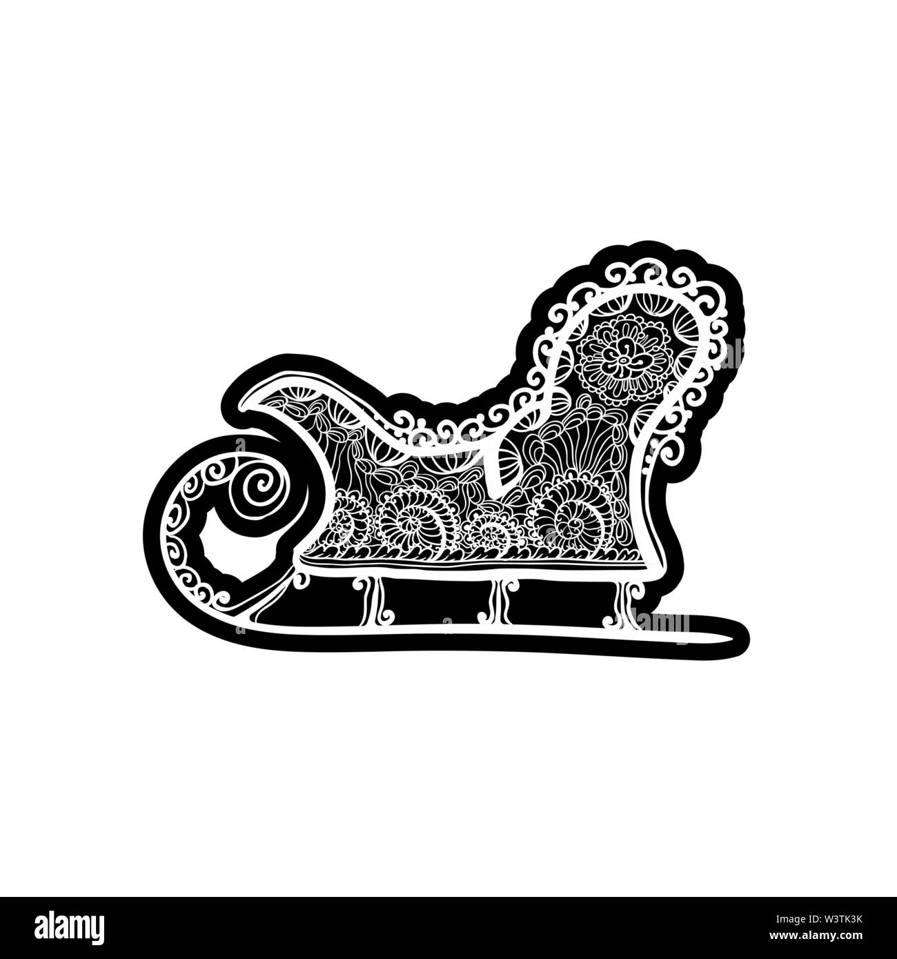 Vintage sled for winter sport. Knockout printing sticker,isolated