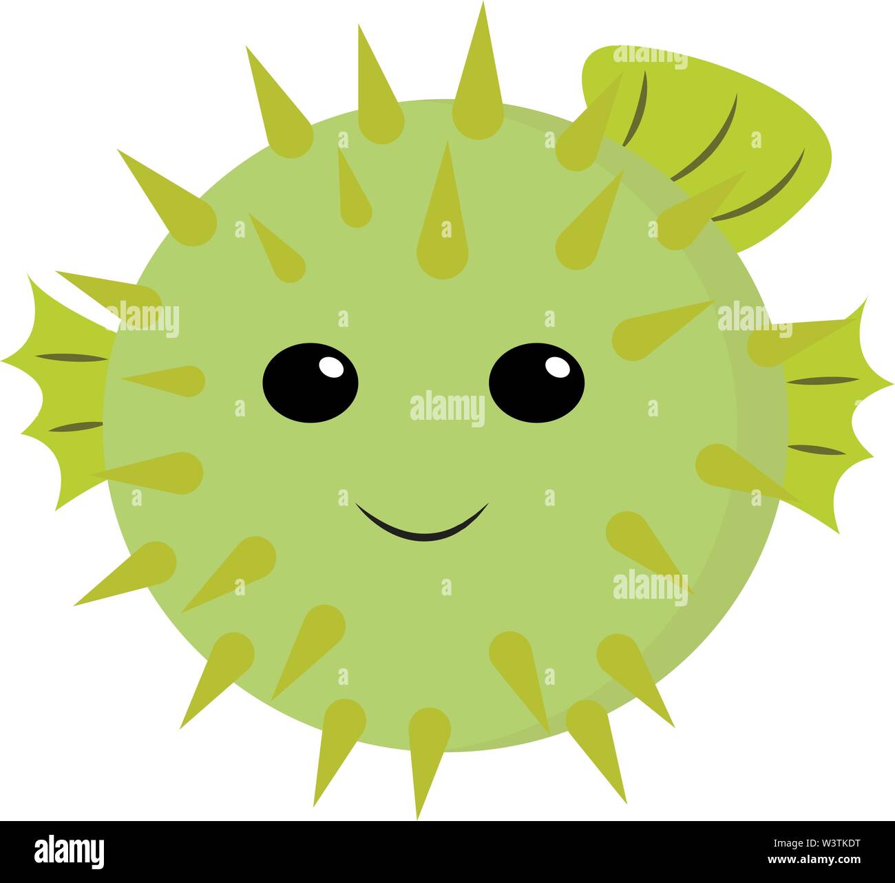 Cute hedgehog fish, illustration, vector on white background. Stock Vector
