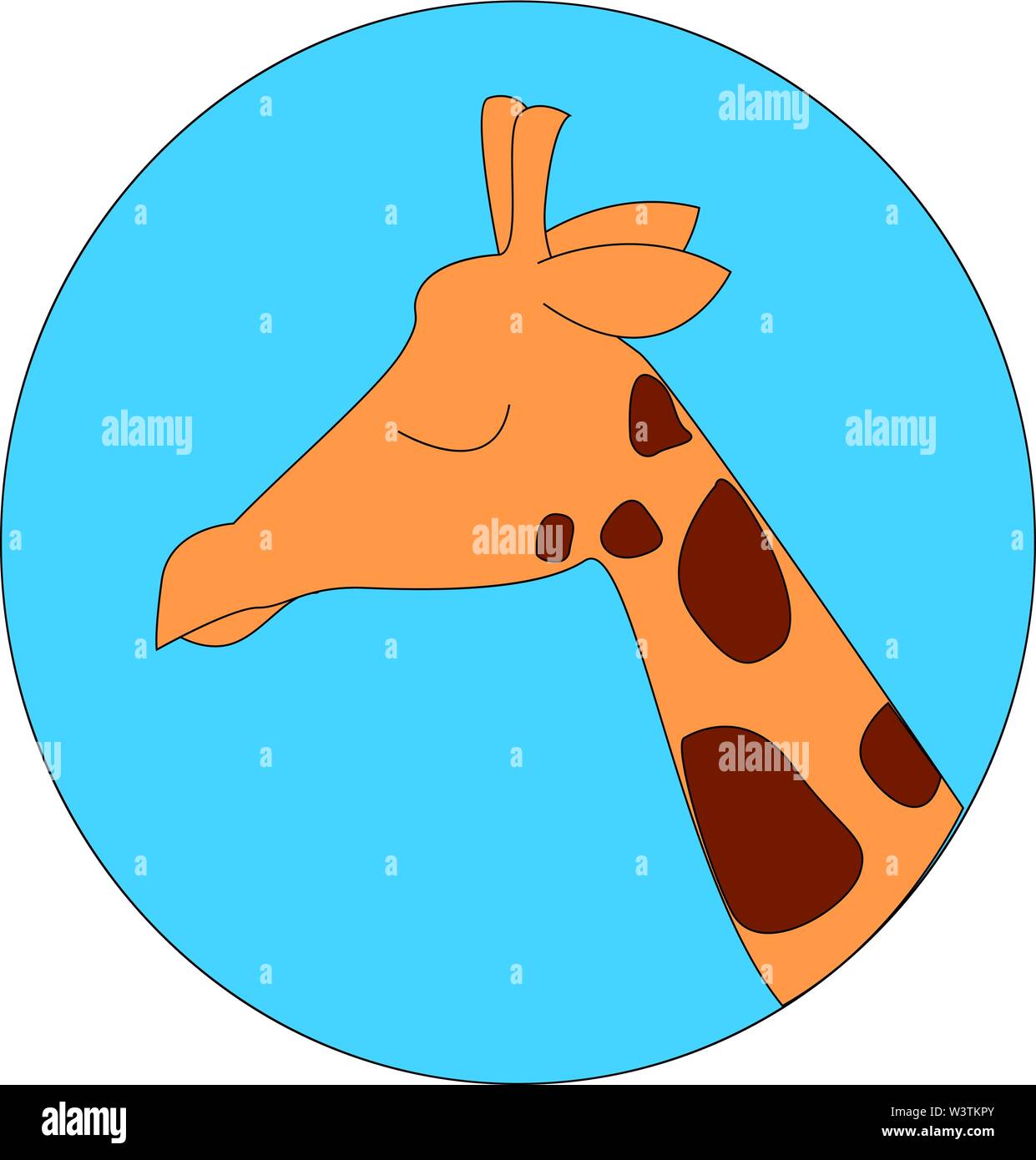 Sleeping giraffe, illustration, vector on white background. Stock Vector