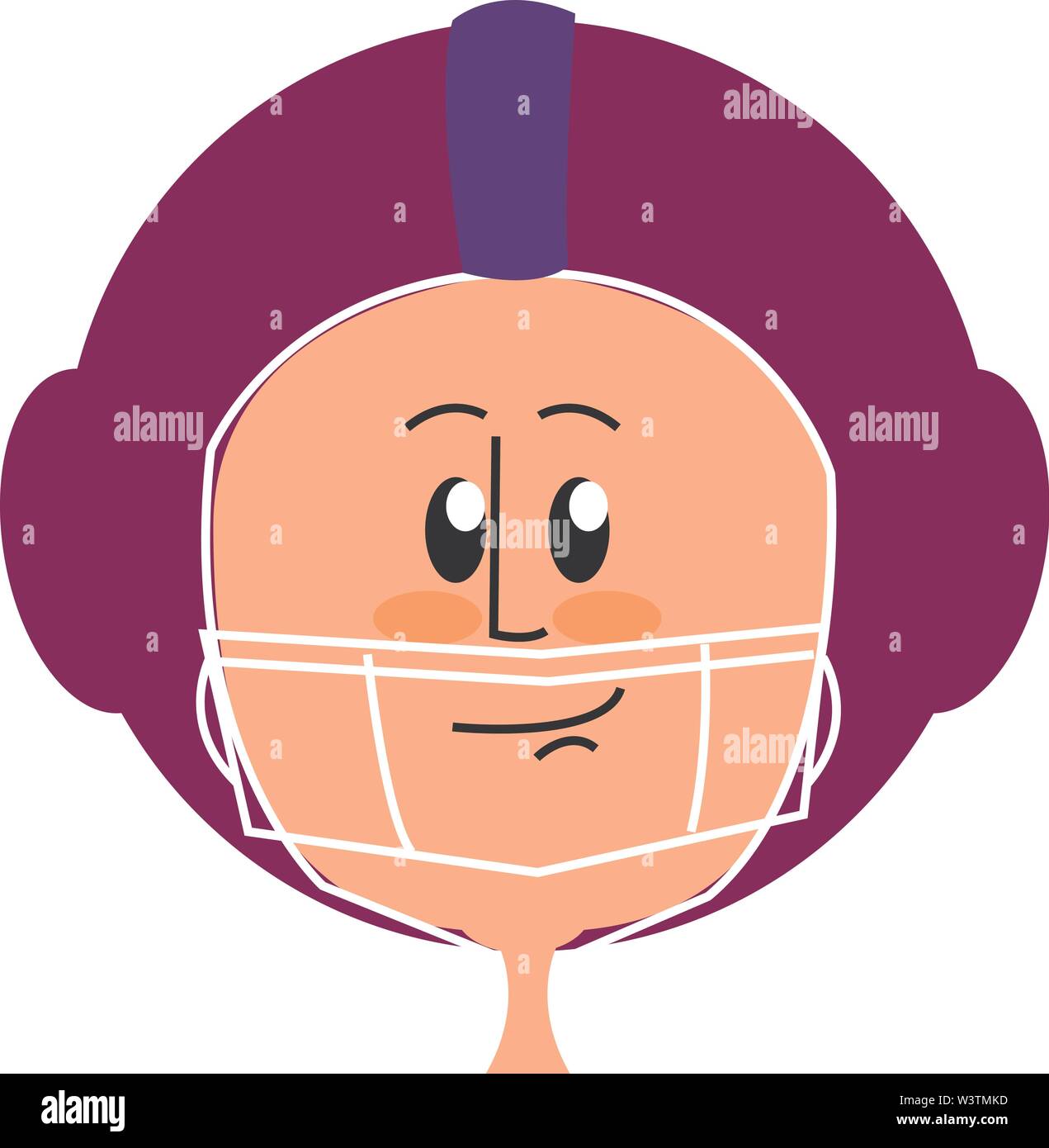 Boy wearing purple helmet, illustration, vector on white background. Stock Vector