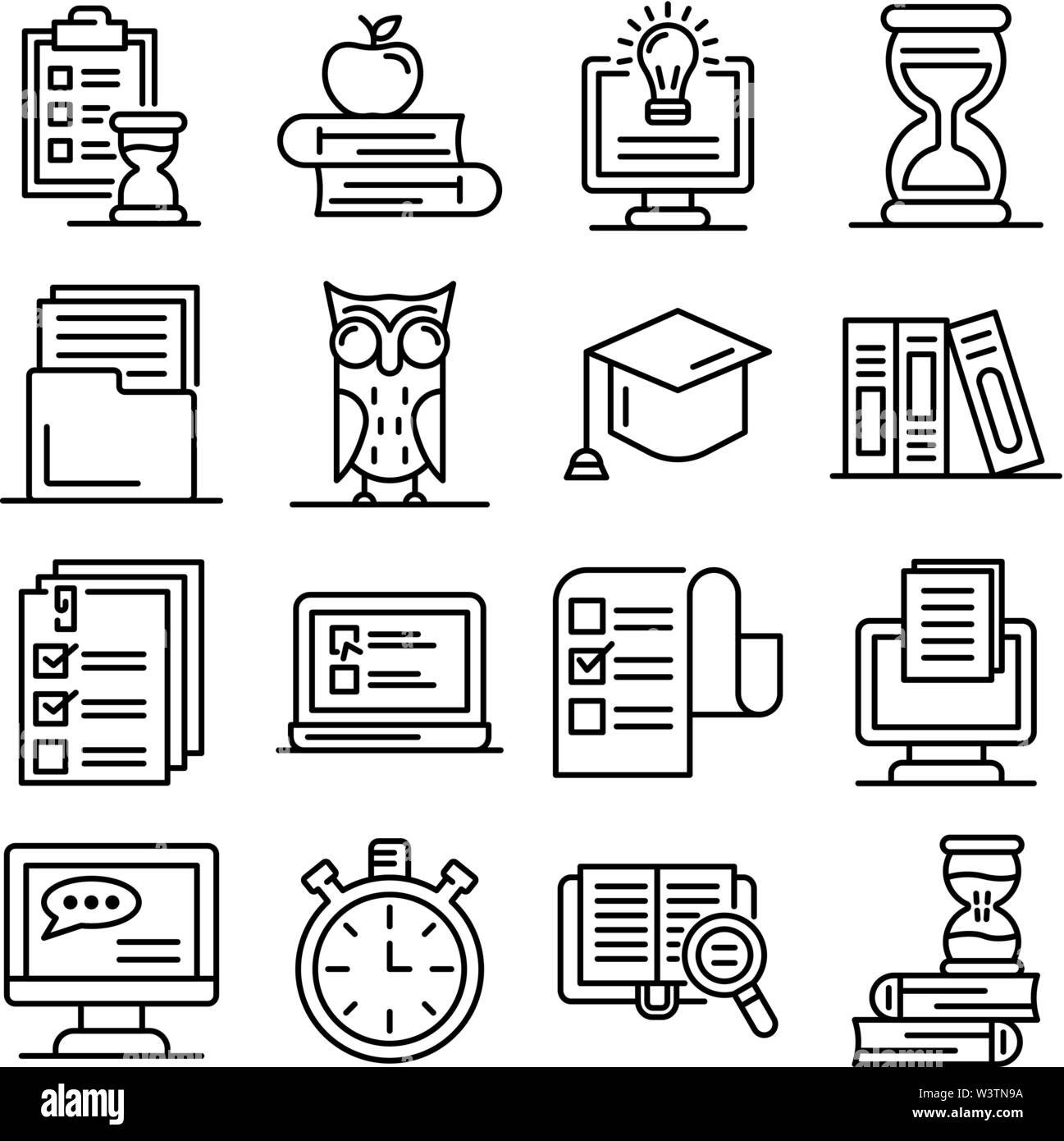 Preparation For Exams Icons Set Outline Style Stock Vector Image And Art