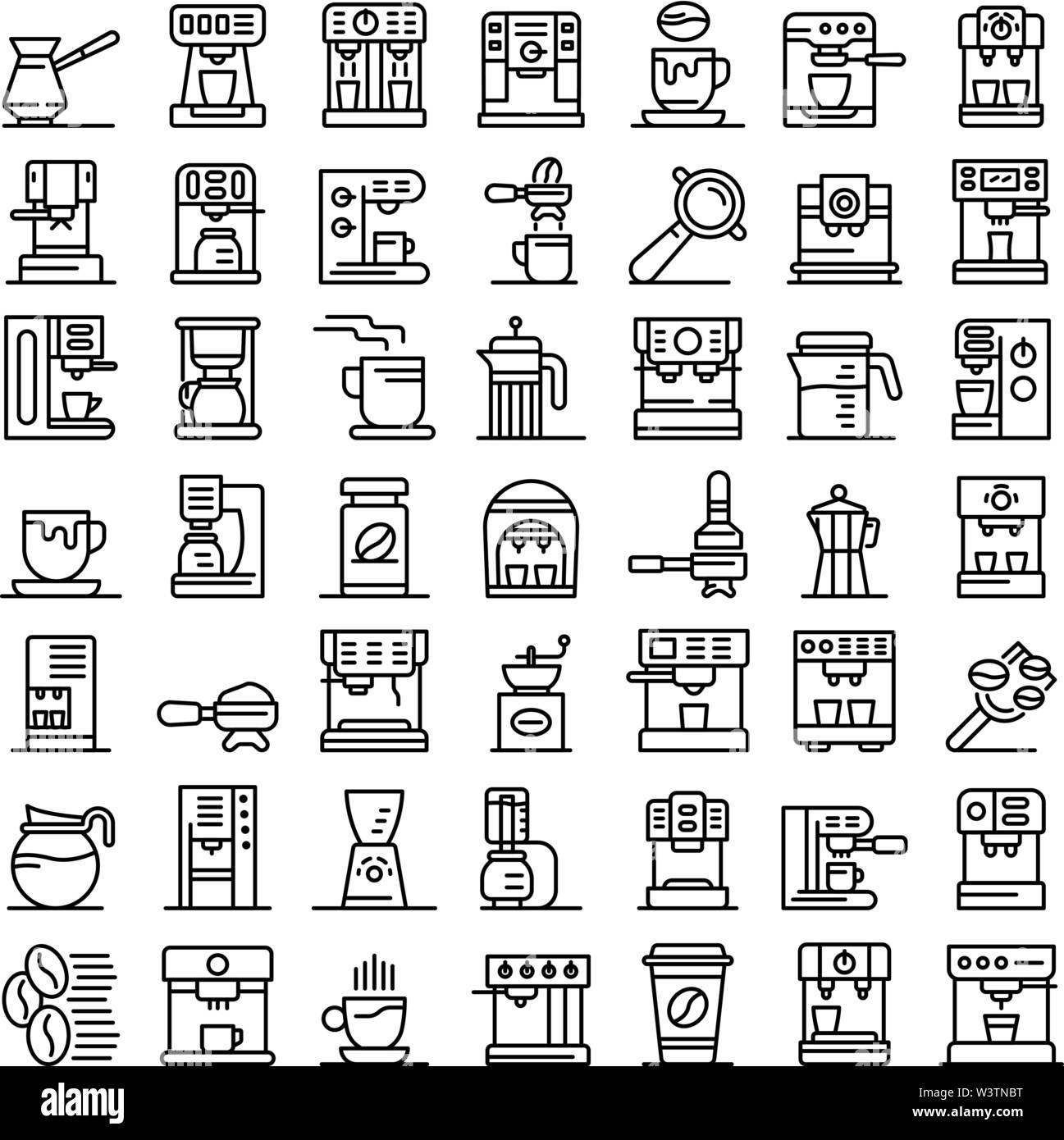 Coffee machine icons set, outline style Stock Vector Image & Art - Alamy