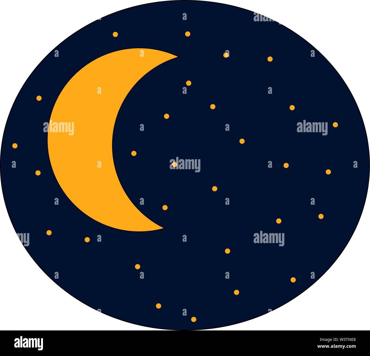 Moon in the sky, illustration, vector on white background Stock Vector ...