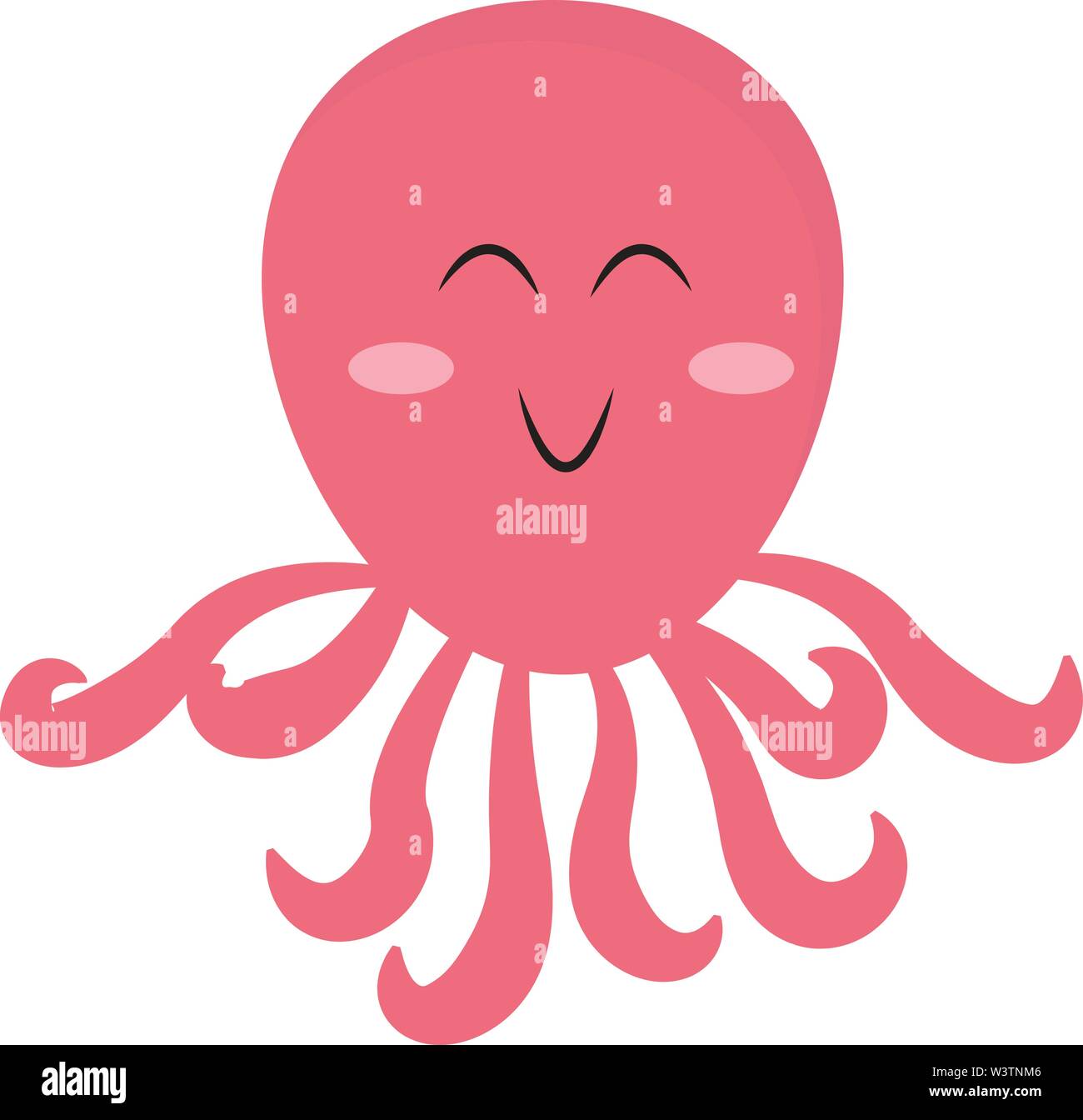 Cute pink octopus, illustration, vector on white background Stock
