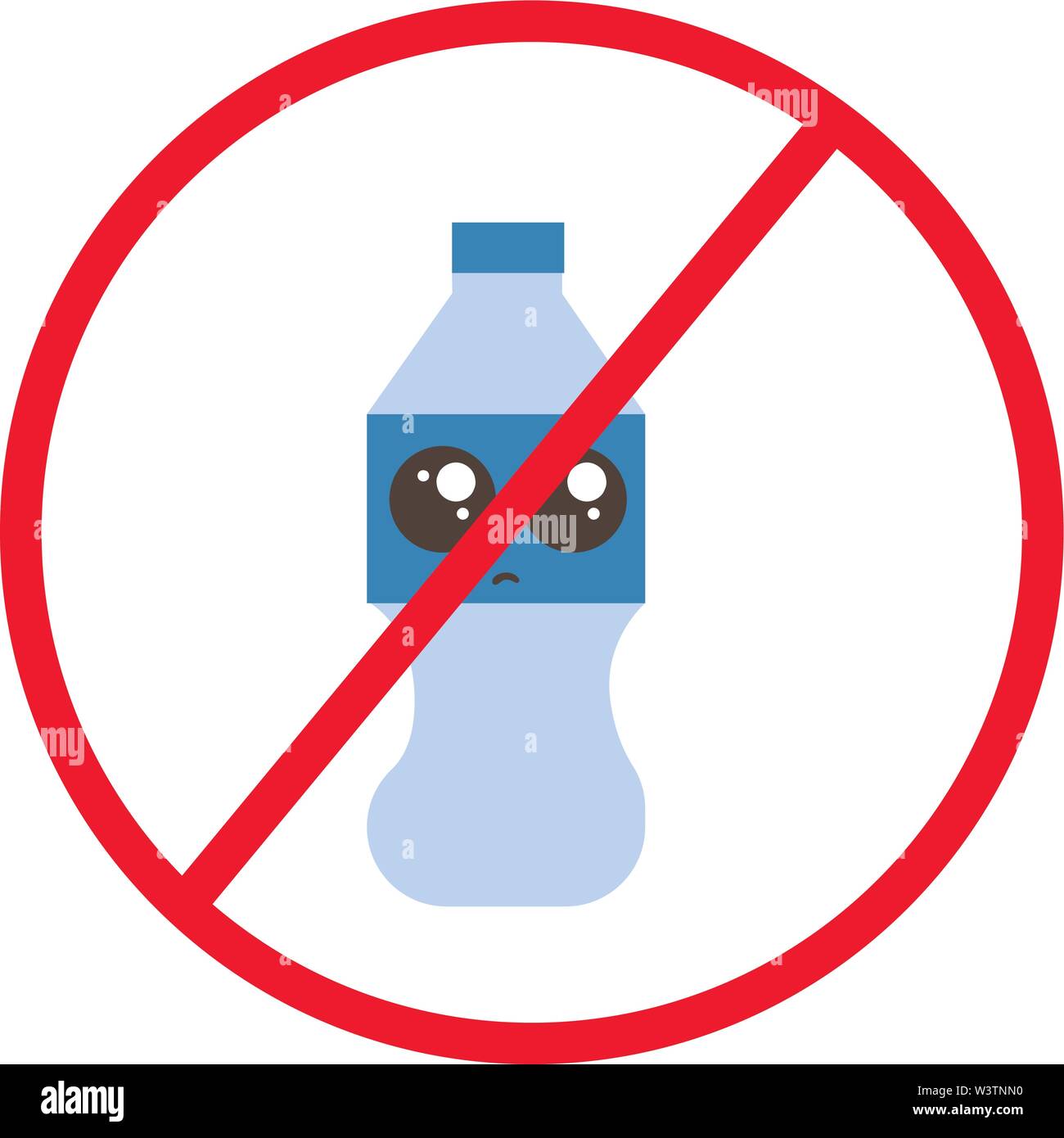 No plastic bottles sign, illustration, vector on white background Stock