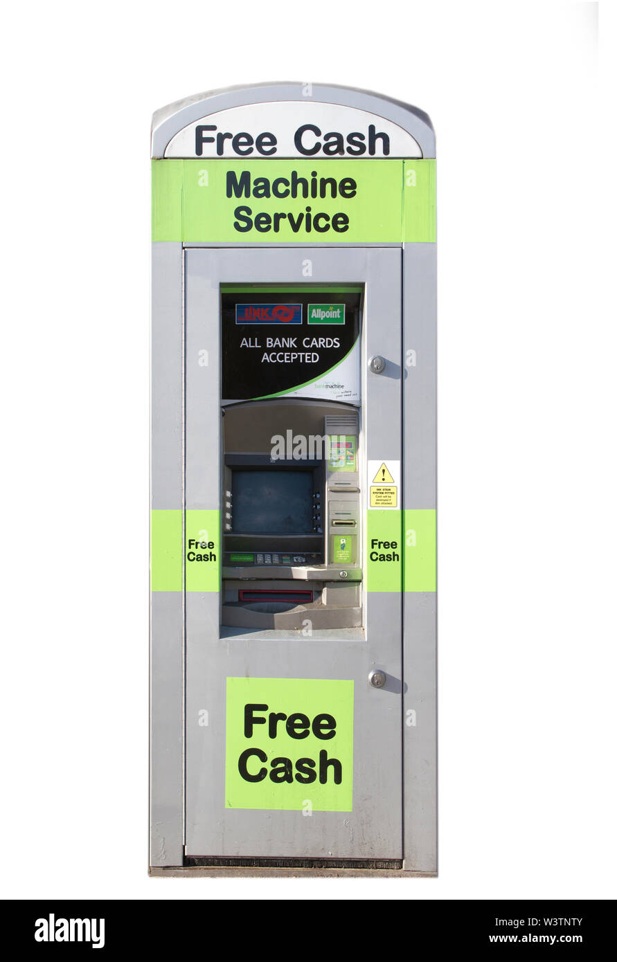 Free Cash,High Street,Cash Dispenser,ATM,Bank Cards,Credit Cards,Cut Out Stock Photo