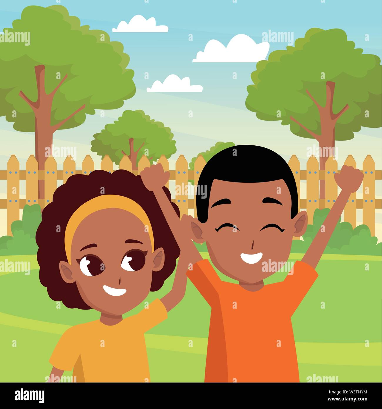 Little kids having fun and smiling cartoons stock vector image art