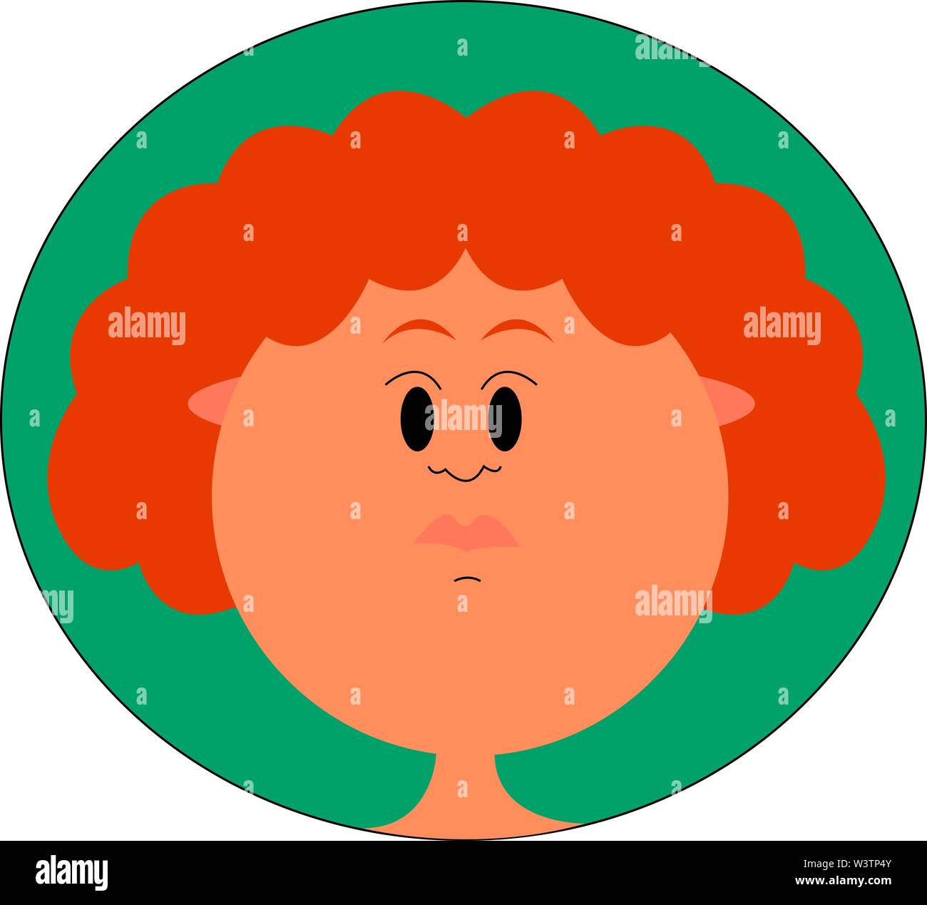 Cute ginger girl, illustration, vector on white background Stock Vector