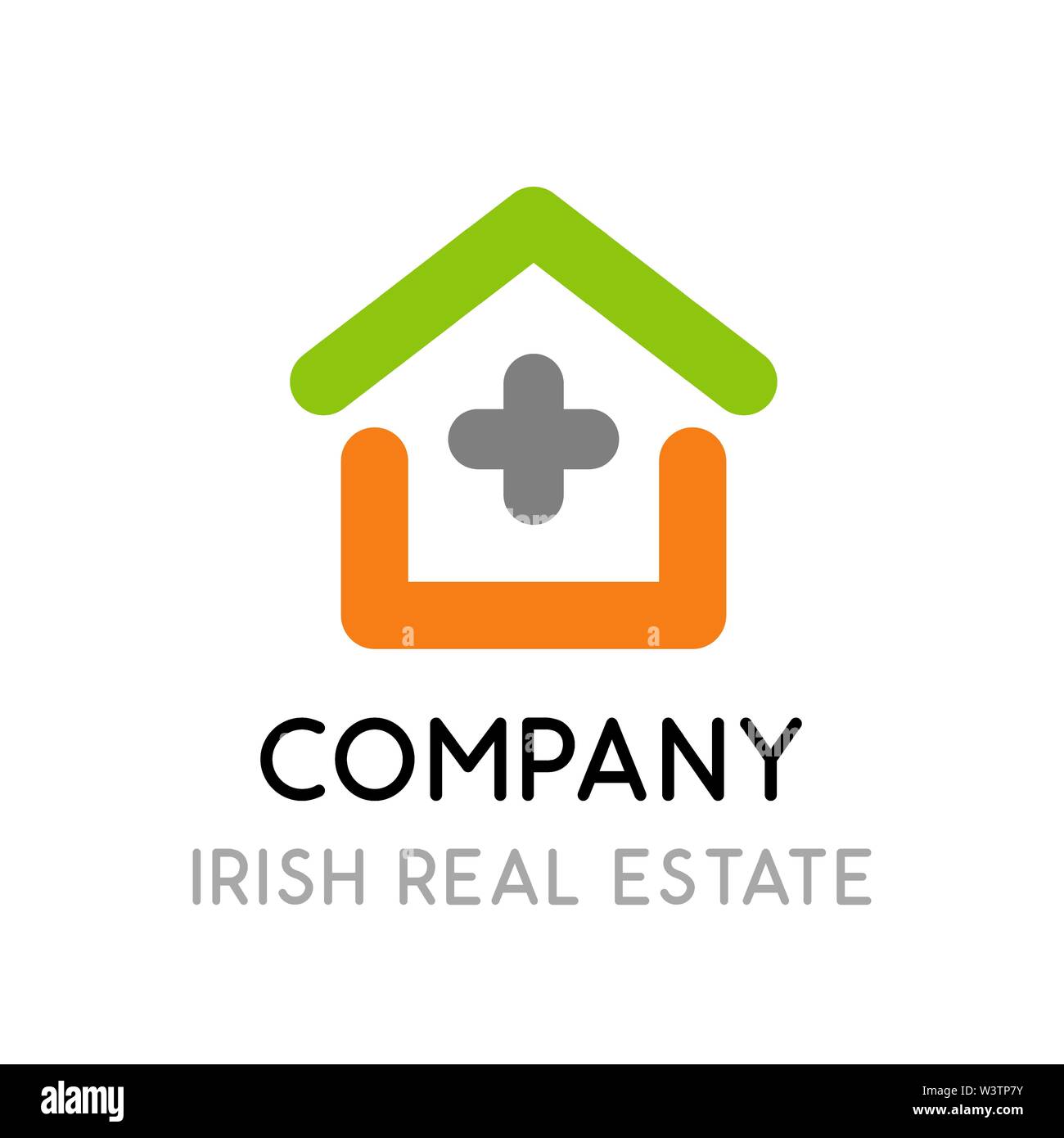 Logo for Real Estate Company in Ireland. Vector symbol looks great both on the site and in the mobile app. Creative emblem with the house painted in t Stock Vector