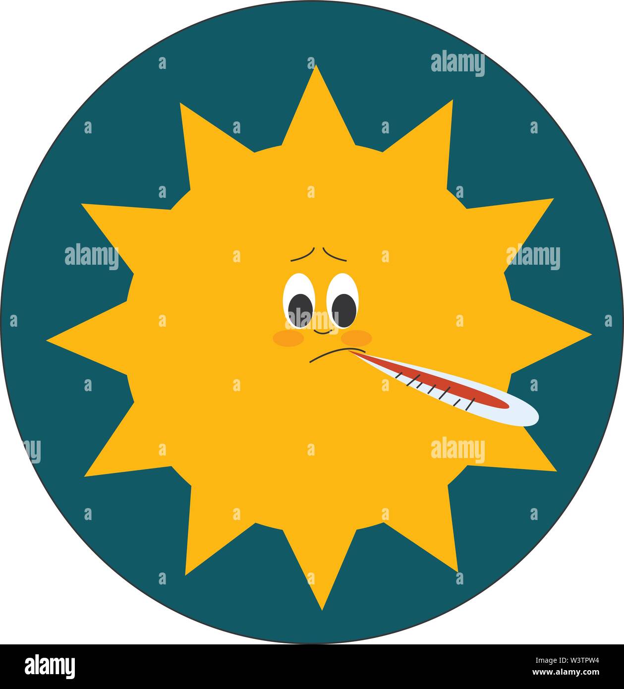 Sick sun, illustration, vector on white background Stock Vector Image