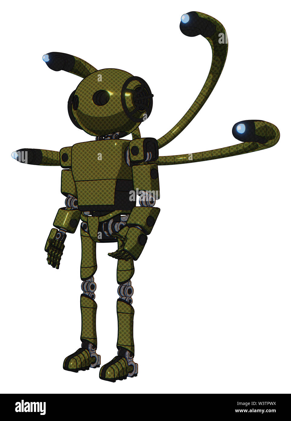 Android containing elements: oval wide head, light chest exoshielding ...