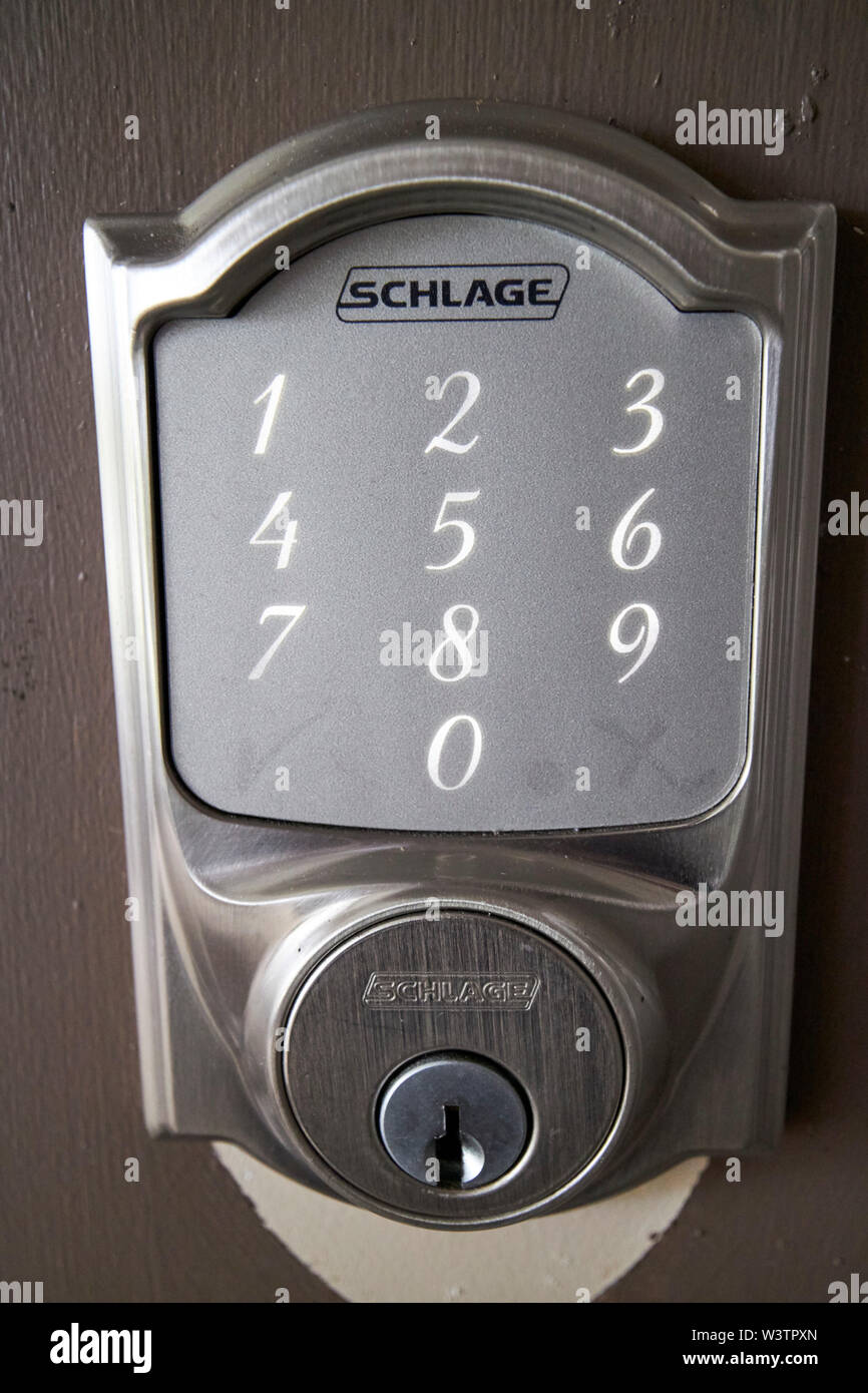electronic keypad door entry system on an airbnb house in the USA United States of America Stock Photo