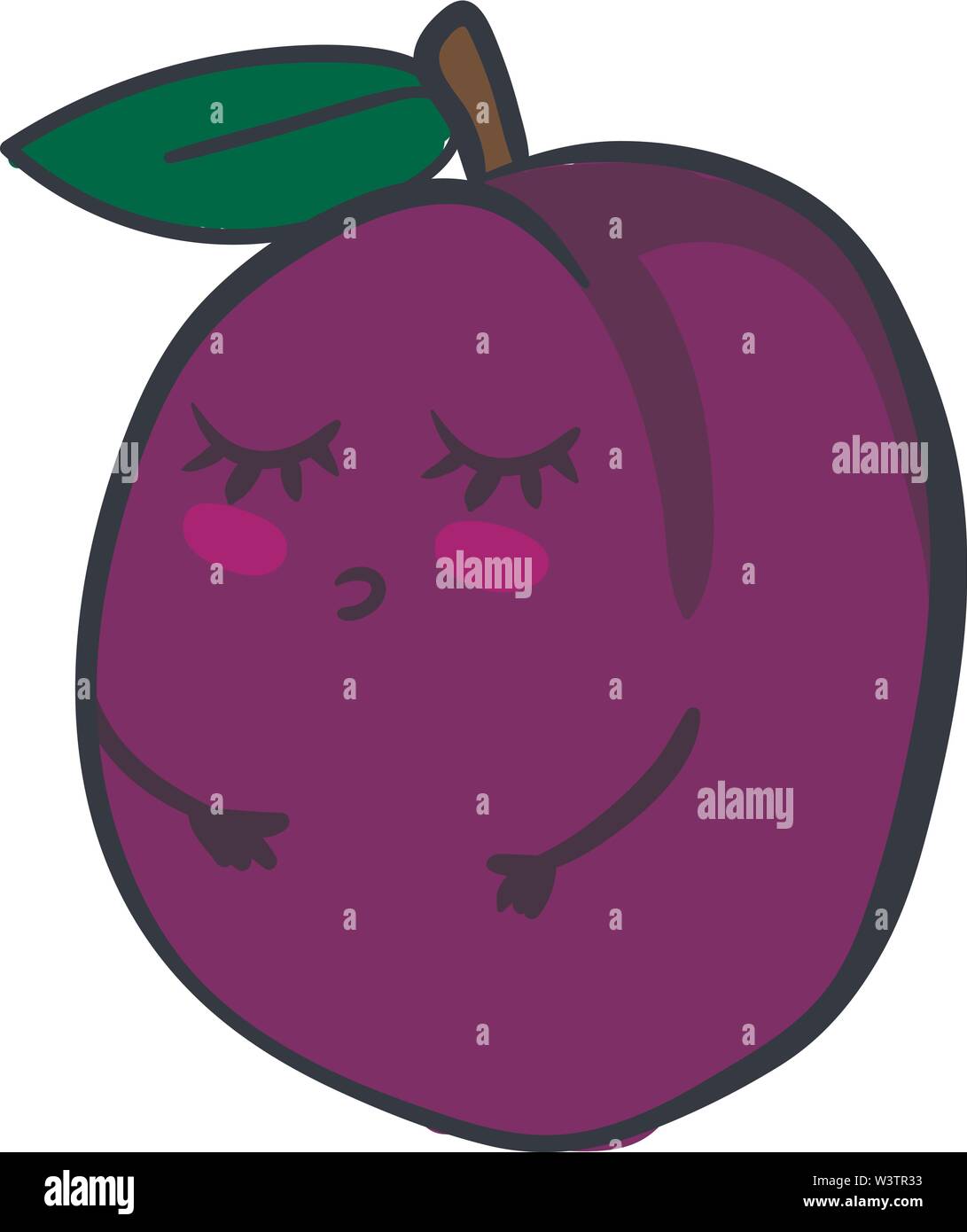 Sleeping purple prune, illustration, vector on white background. Stock Vector