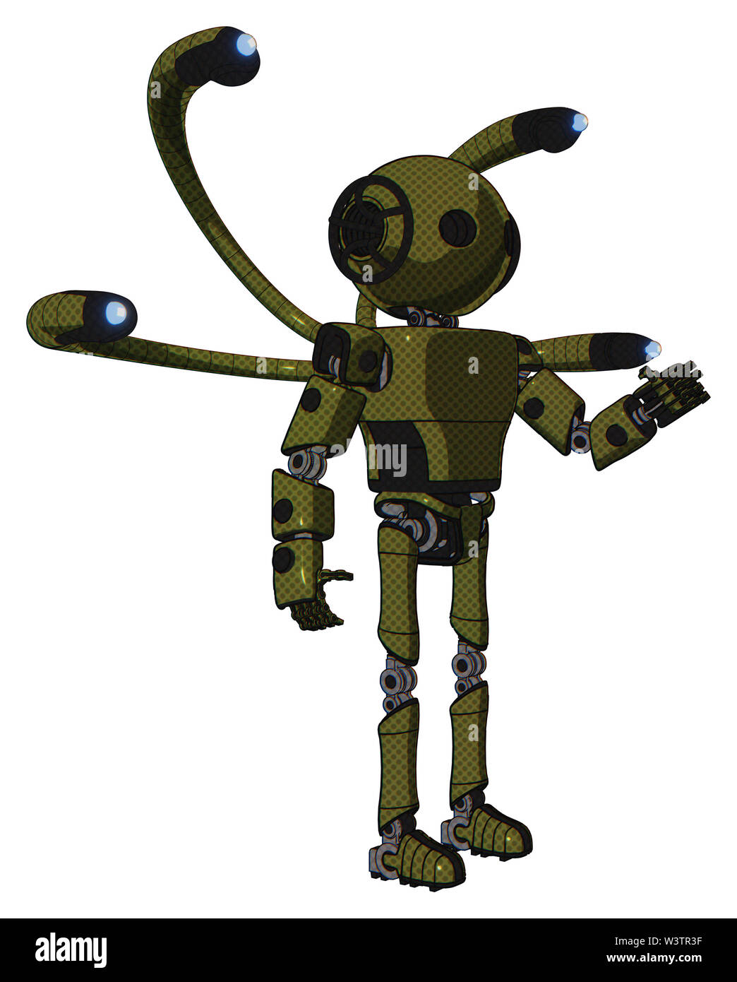 Android containing elements: oval wide head, light chest exoshielding ...