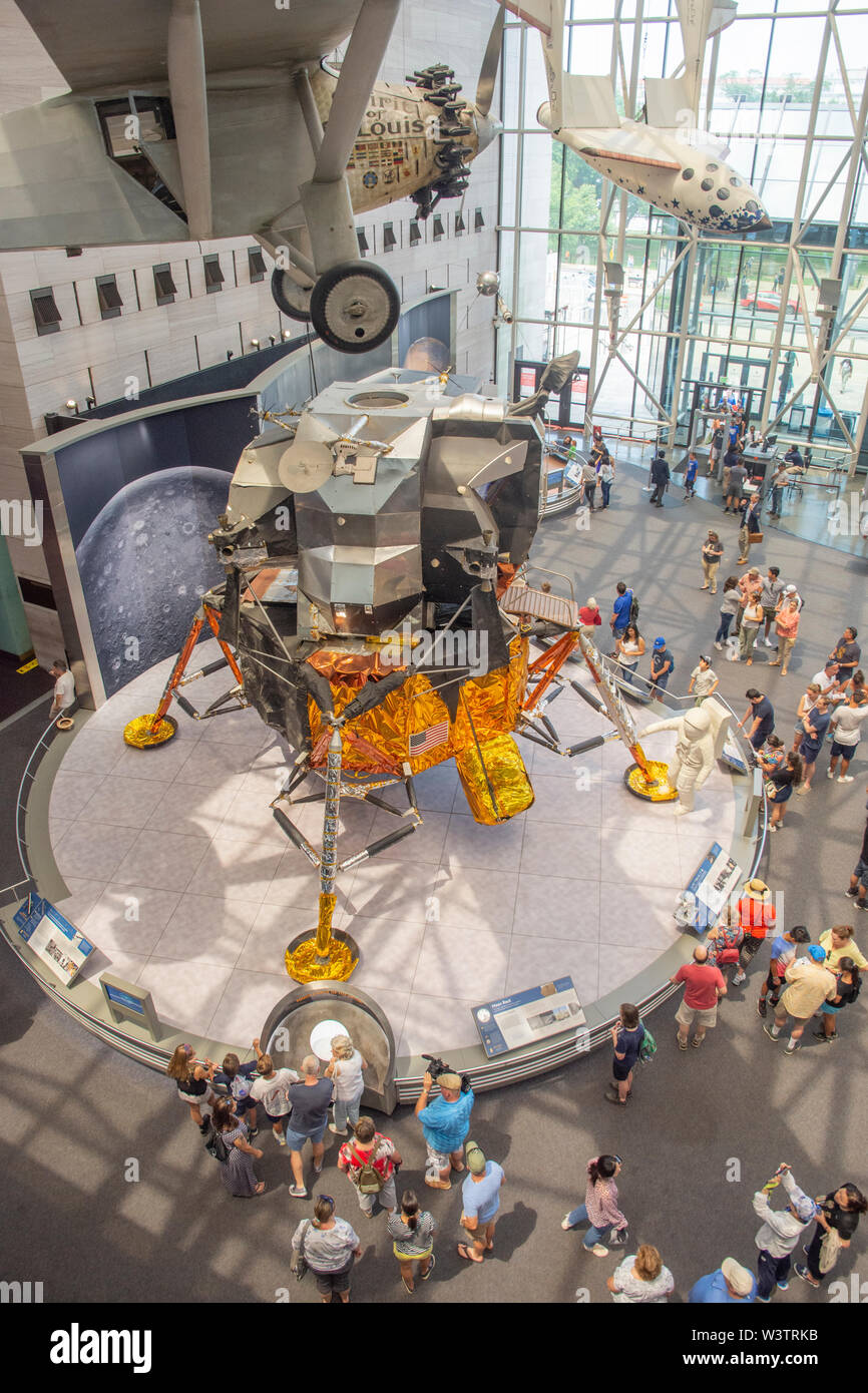 A Lunar Module (LM) like this one took Astronauts Neil Armstrong and Buz Aldrin to the surface of the Moon on July 20 1969.  The Smithsonian's LM is i Stock Photo