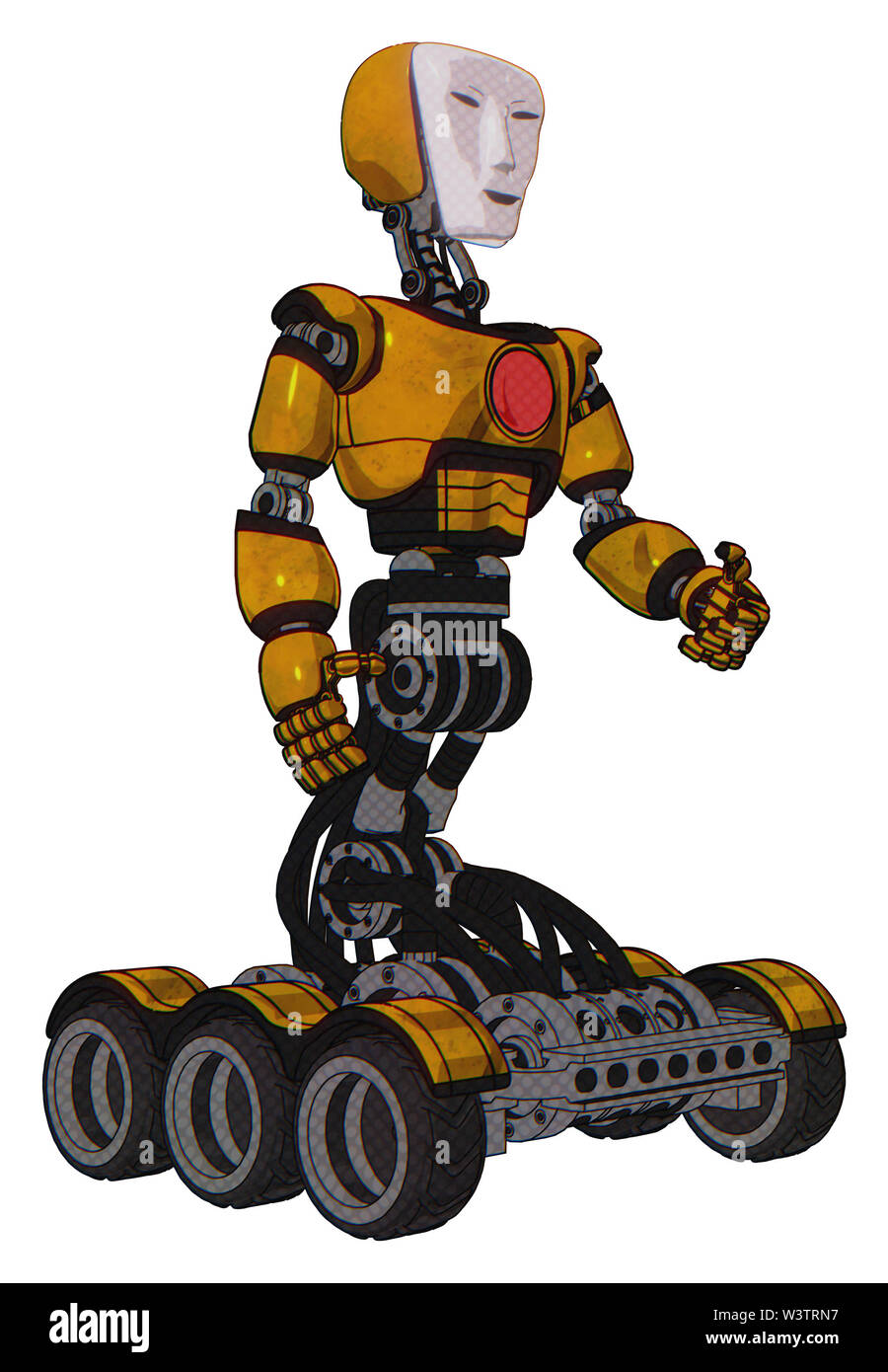 Download Cyborg Containing Elements Humanoid Face Mask Light Chest Exoshielding Red Chest Button Six Wheeler Base Material Worn Construction Yellow Stock Photo Alamy PSD Mockup Templates
